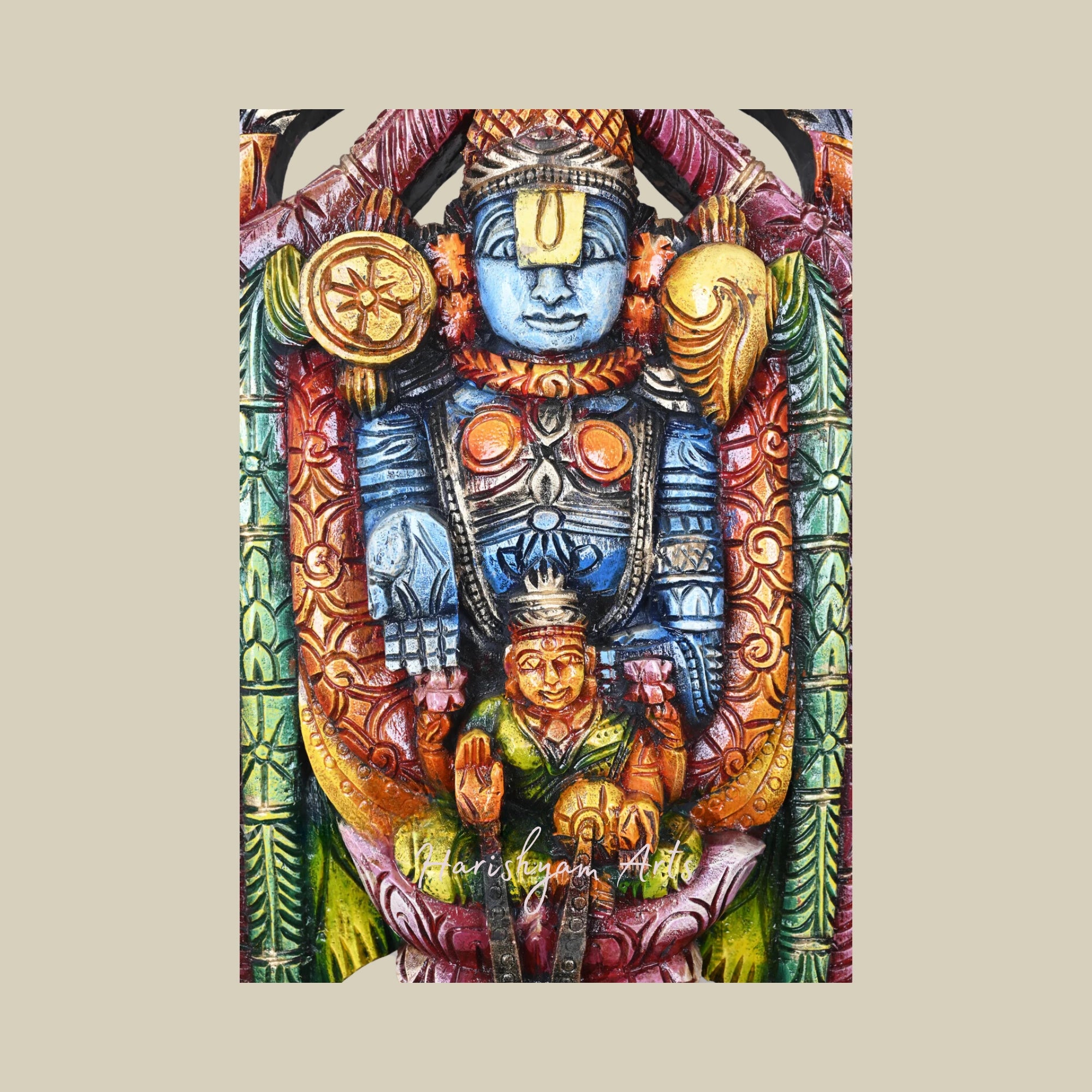 22" Pooja Room Tirupati Balaji Wooden Statue3