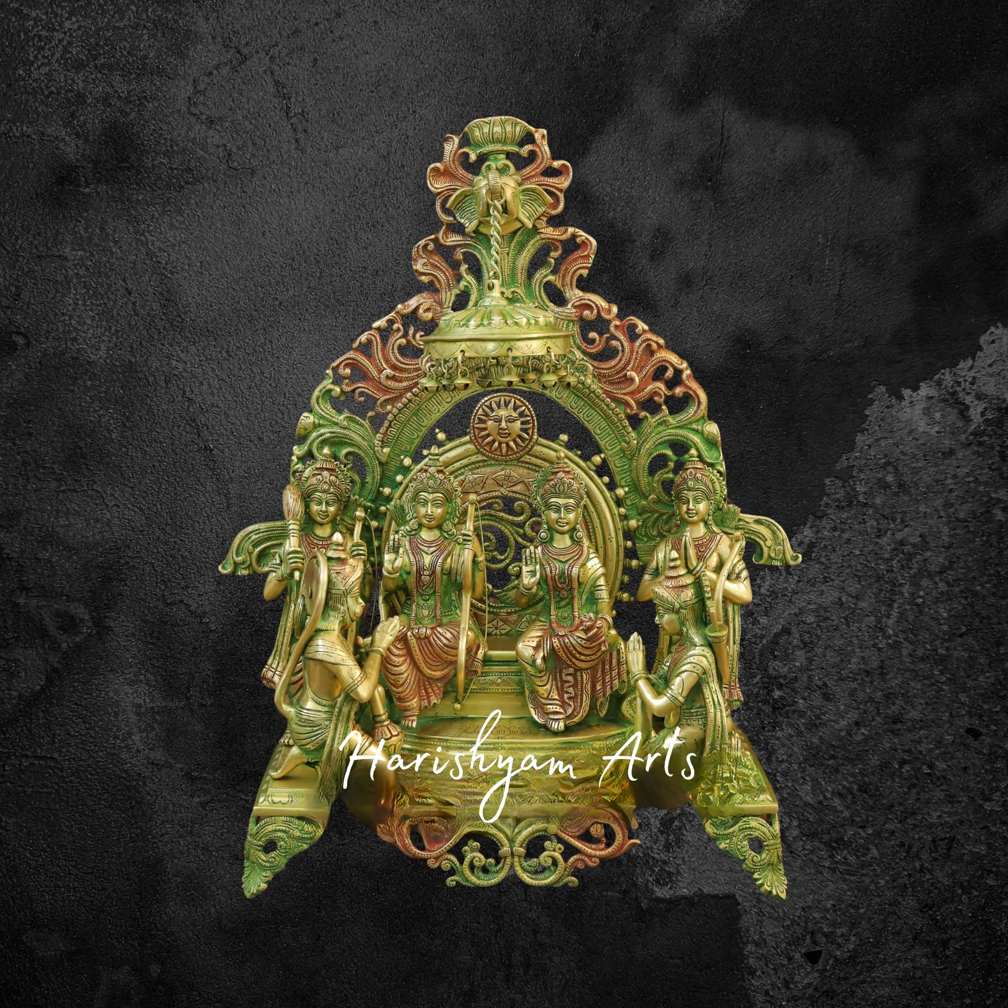 23" Brass Ram Darbar Murti Divine Blessings for Home and Temple