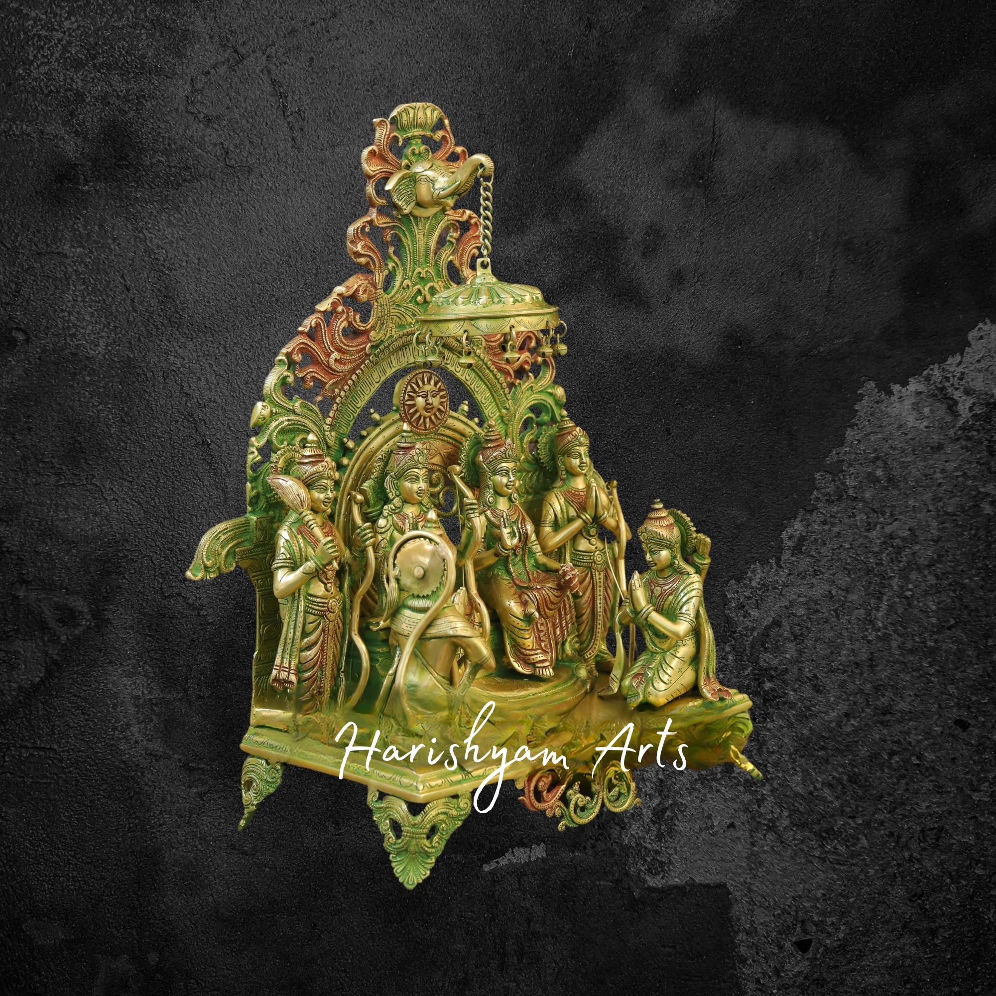 23" Brass Ram Darbar Murti Divine Blessings for Home and Temple