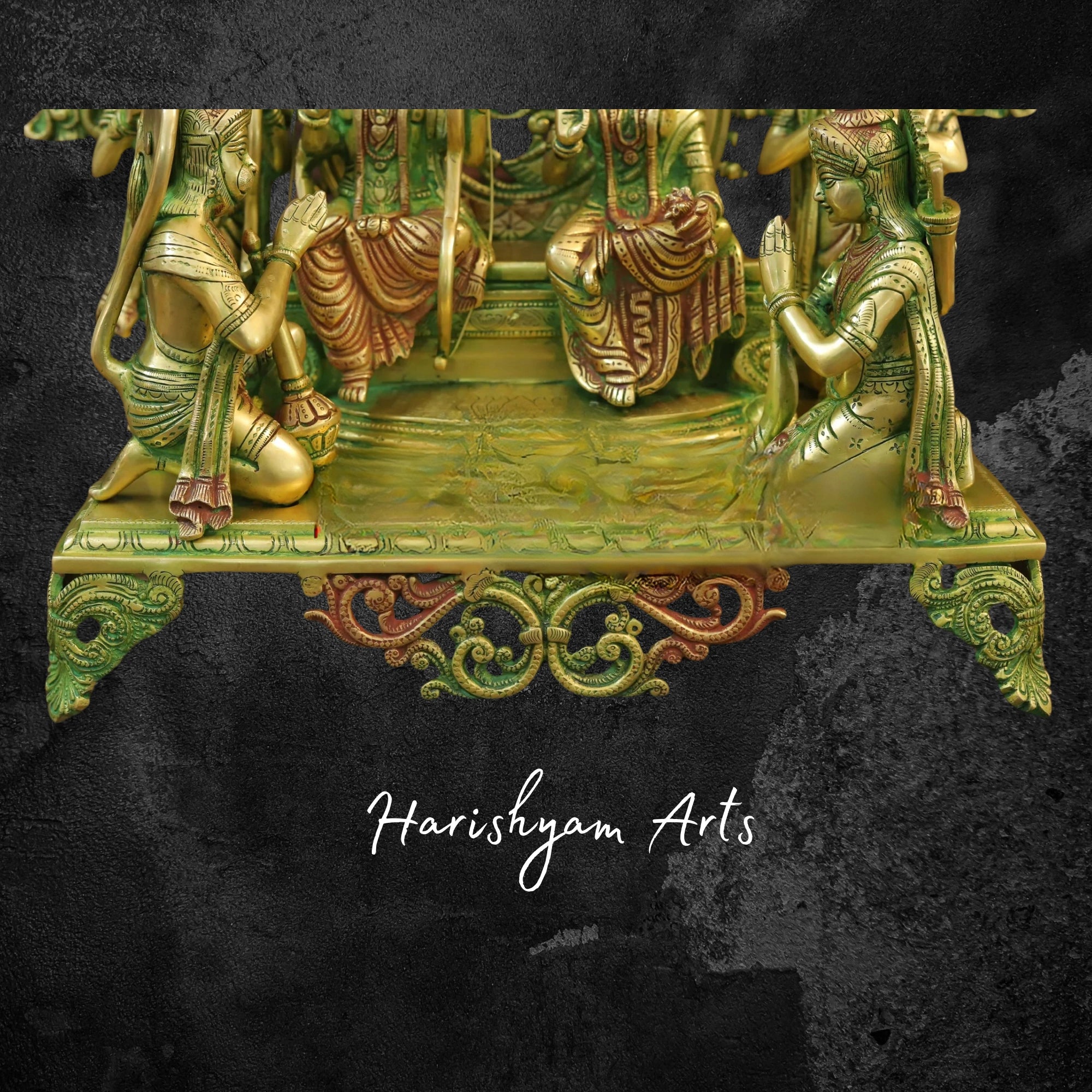 23" Brass Ram Darbar Murti Divine Blessings for Home and Temple