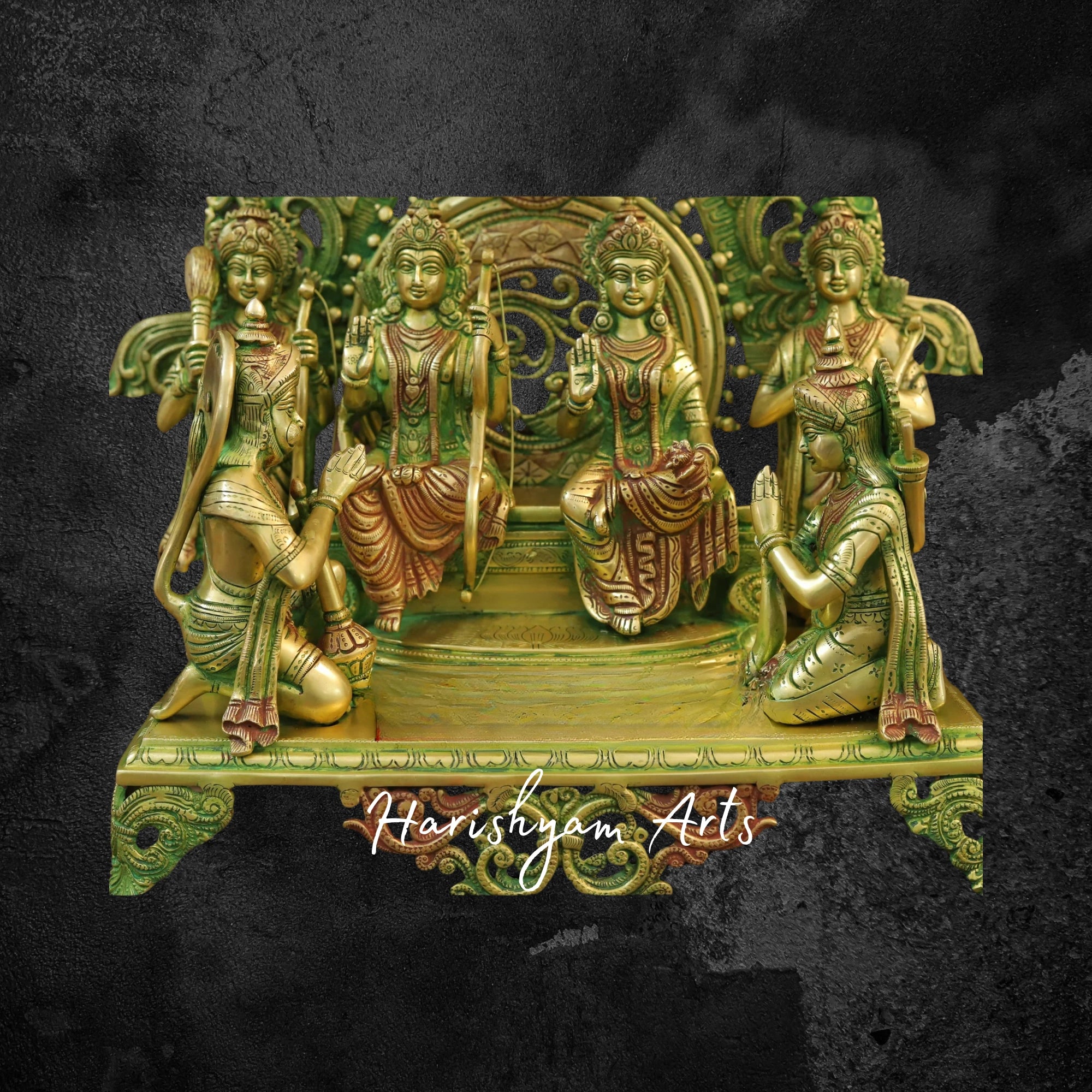 23" Brass Ram Darbar Murti Divine Blessings for Home and Temple