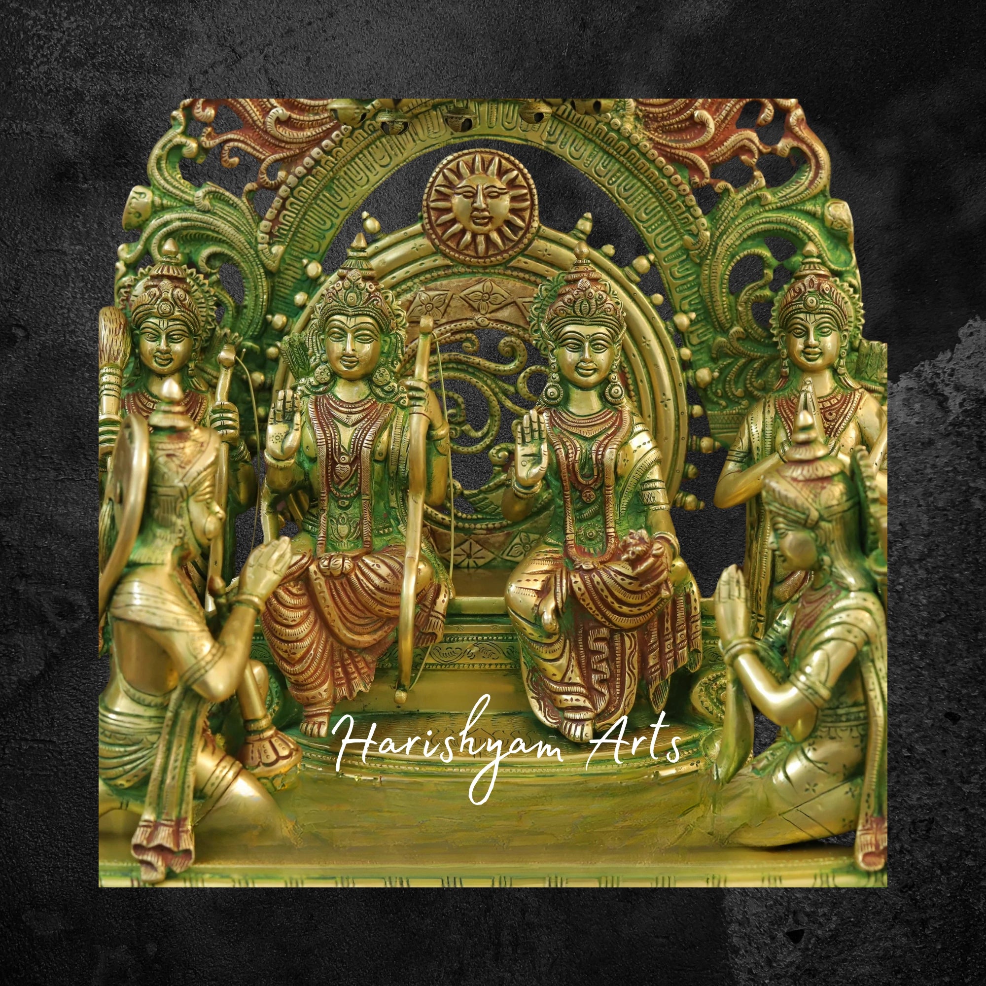 23" Brass Ram Darbar Murti Divine Blessings for Home and Temple