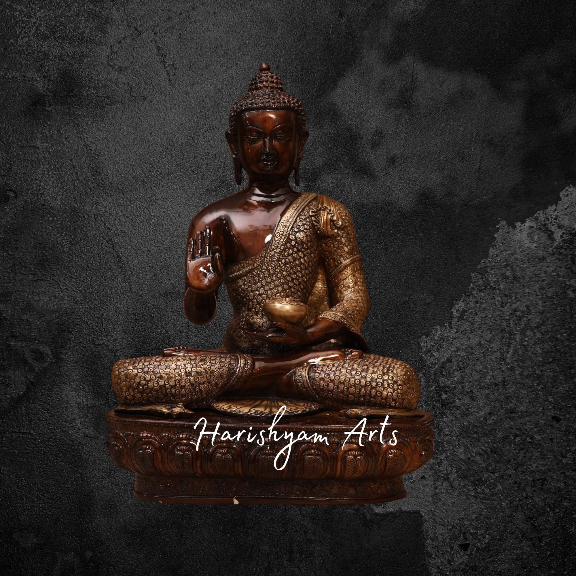 23" Decorative Brass Buddha Statue in Antique Finish with Elegant Craftsmanship