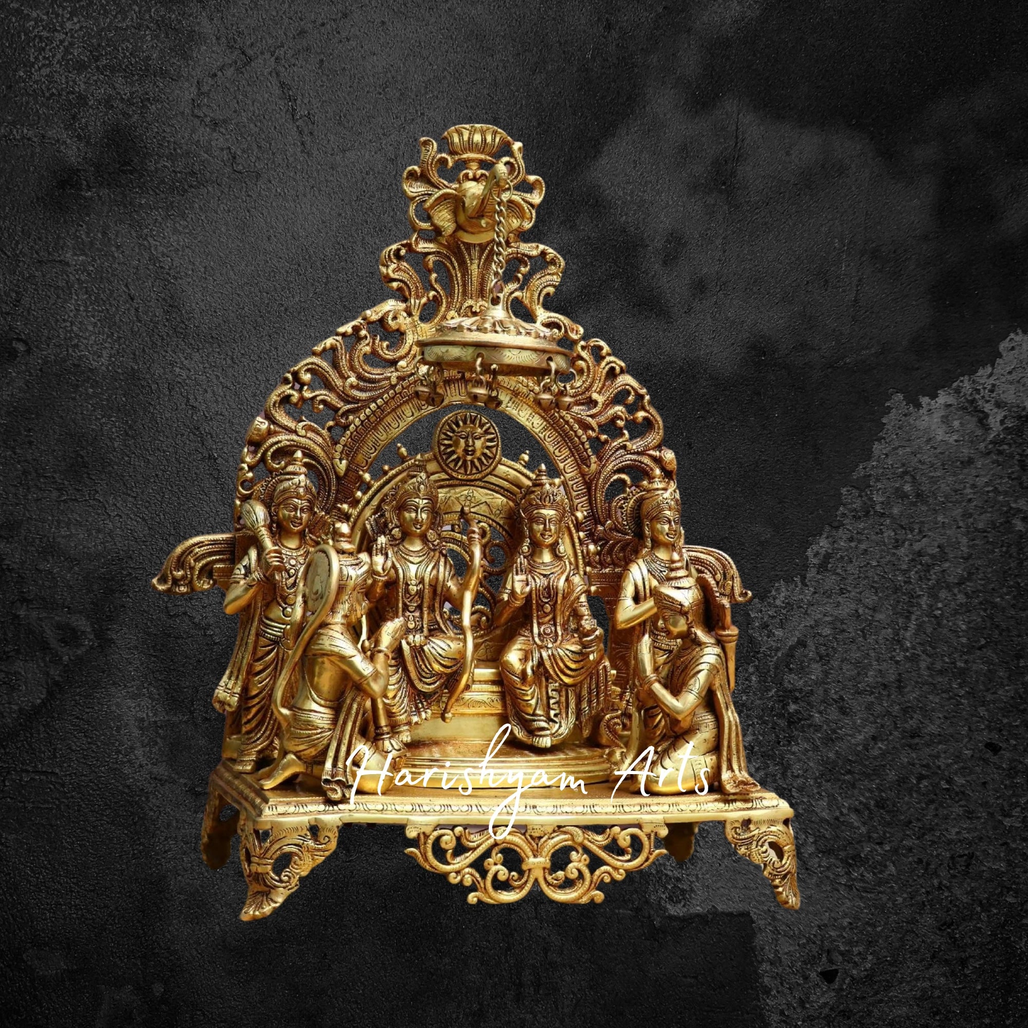 23" Ram Darbar Brass Sculpture with Traditional Detailing
