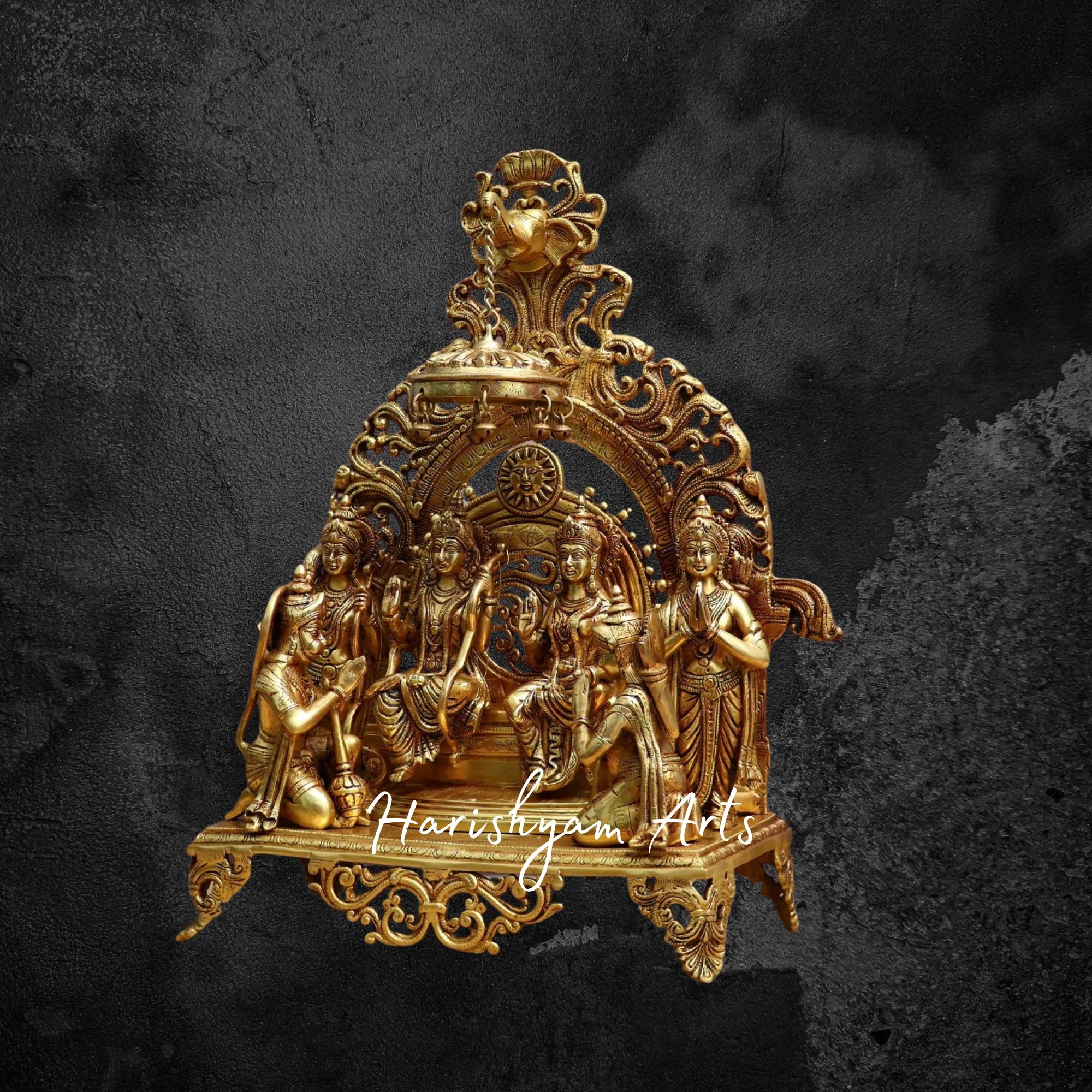 23" Ram Darbar Brass Sculpture with Traditional Detailing