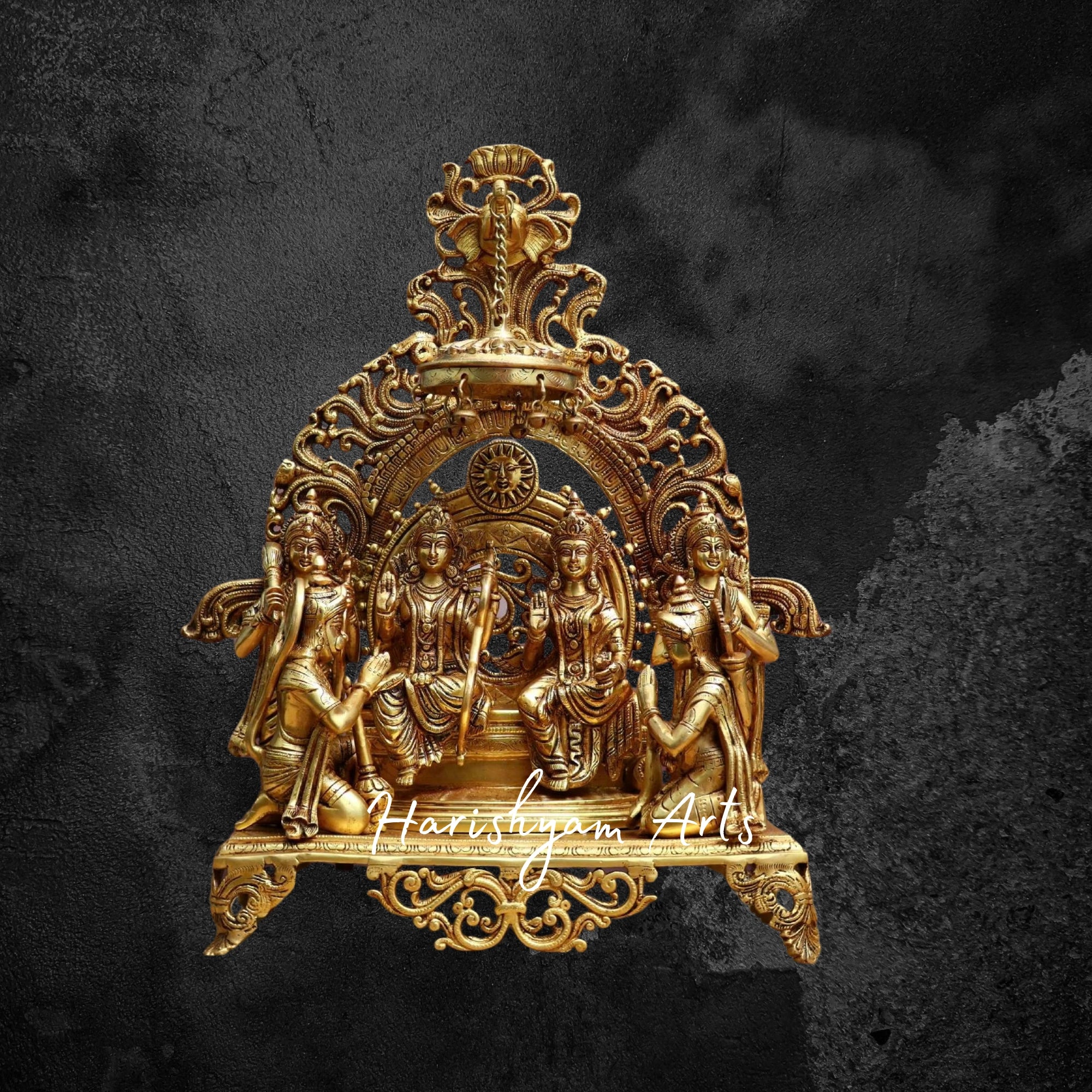 23" Ram Darbar Brass Sculpture with Traditional Detailing