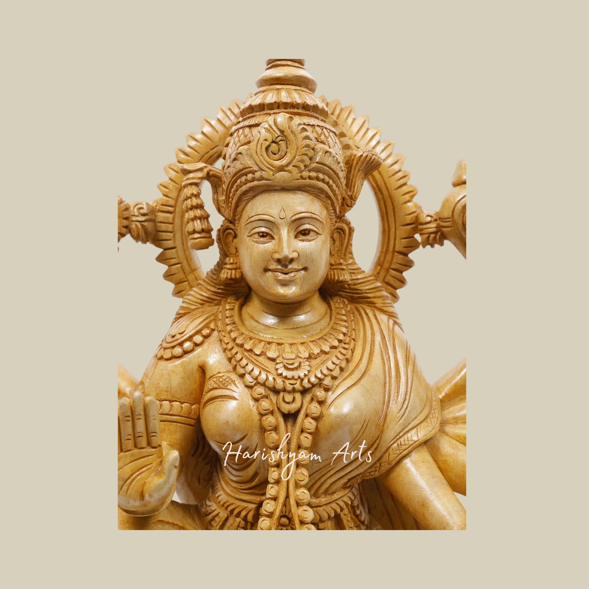 24" Dashabhuja Durga Ten-Armed Wooden Goddess Durga Statue for Sale Online6
