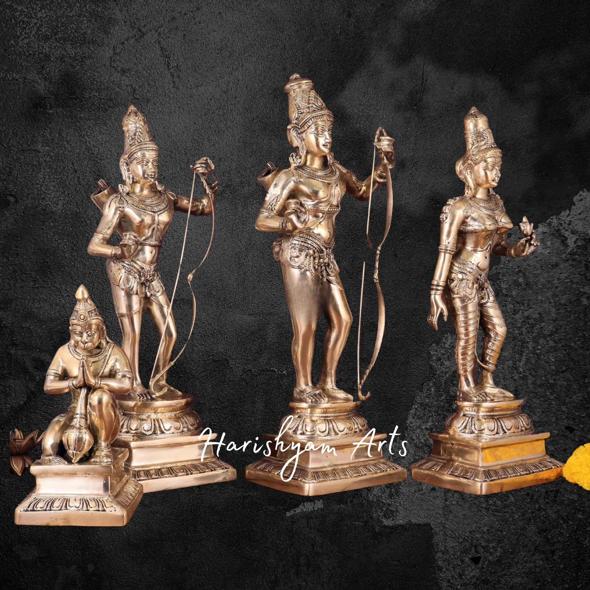 24" Decorative Brass Ram Darbar Statue for Spiritual Decor