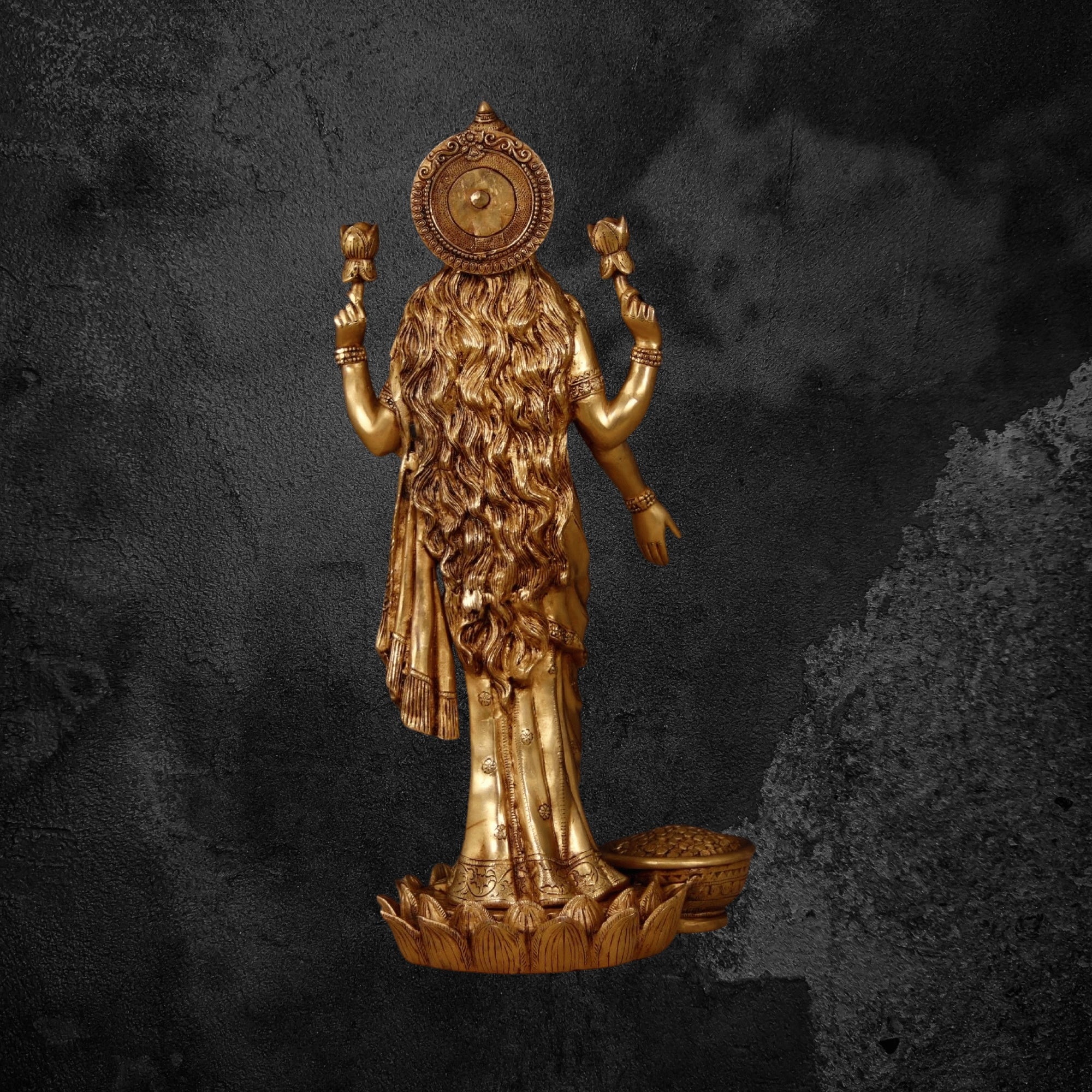 24" Divine Brass Lakshmi Mata Murti for Home and Temple Worship