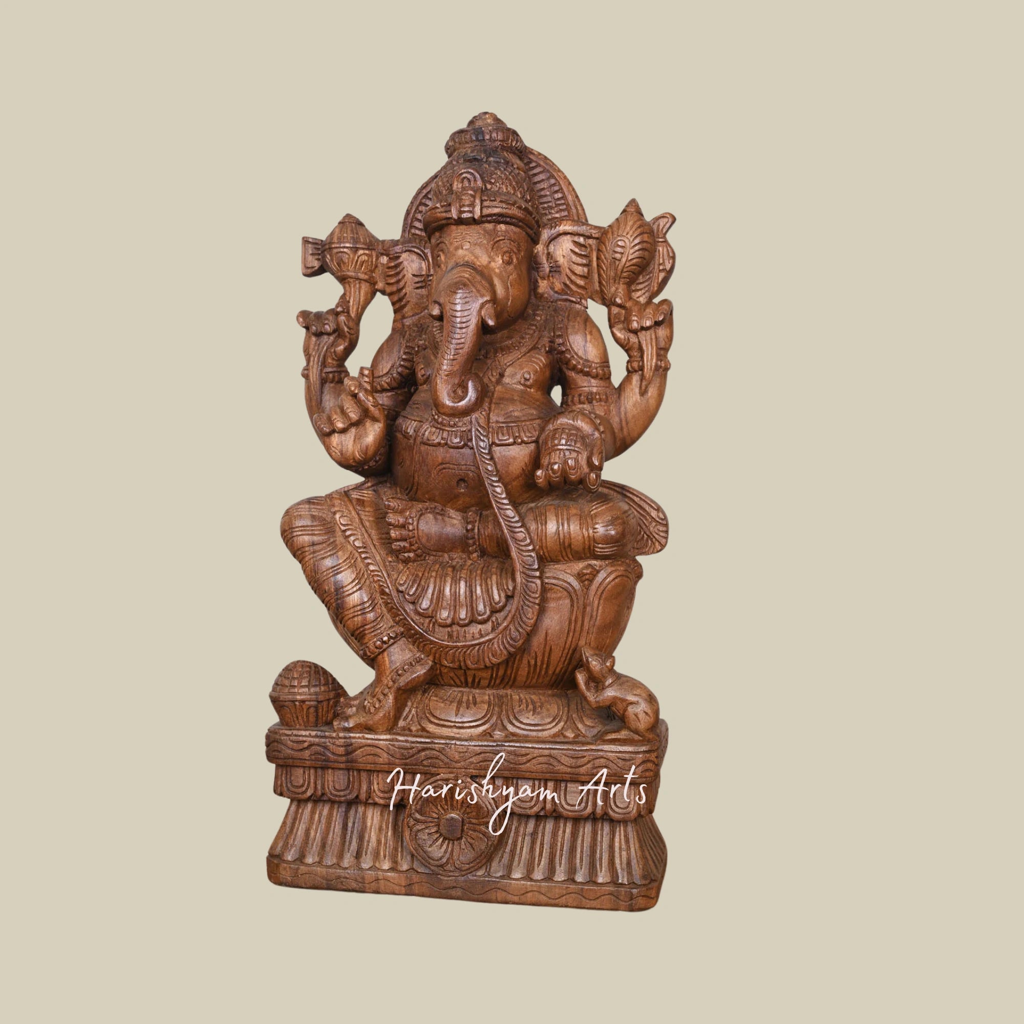 24" Ganesha Wood Carving Wall Decor2