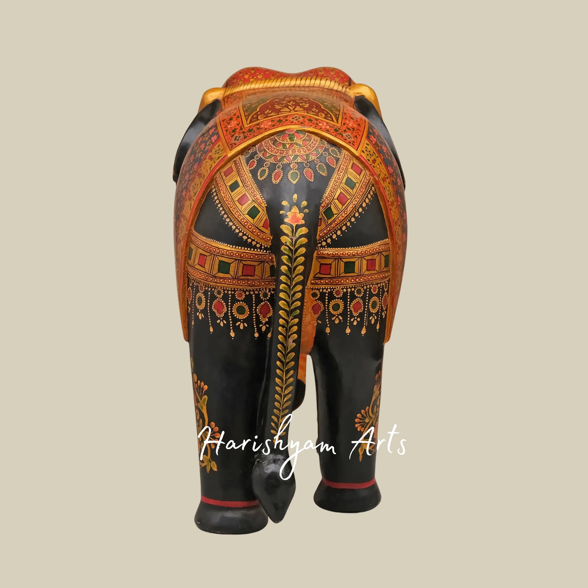 24" Intricately Detailed Decorative Elephant in Natural Wood Finish