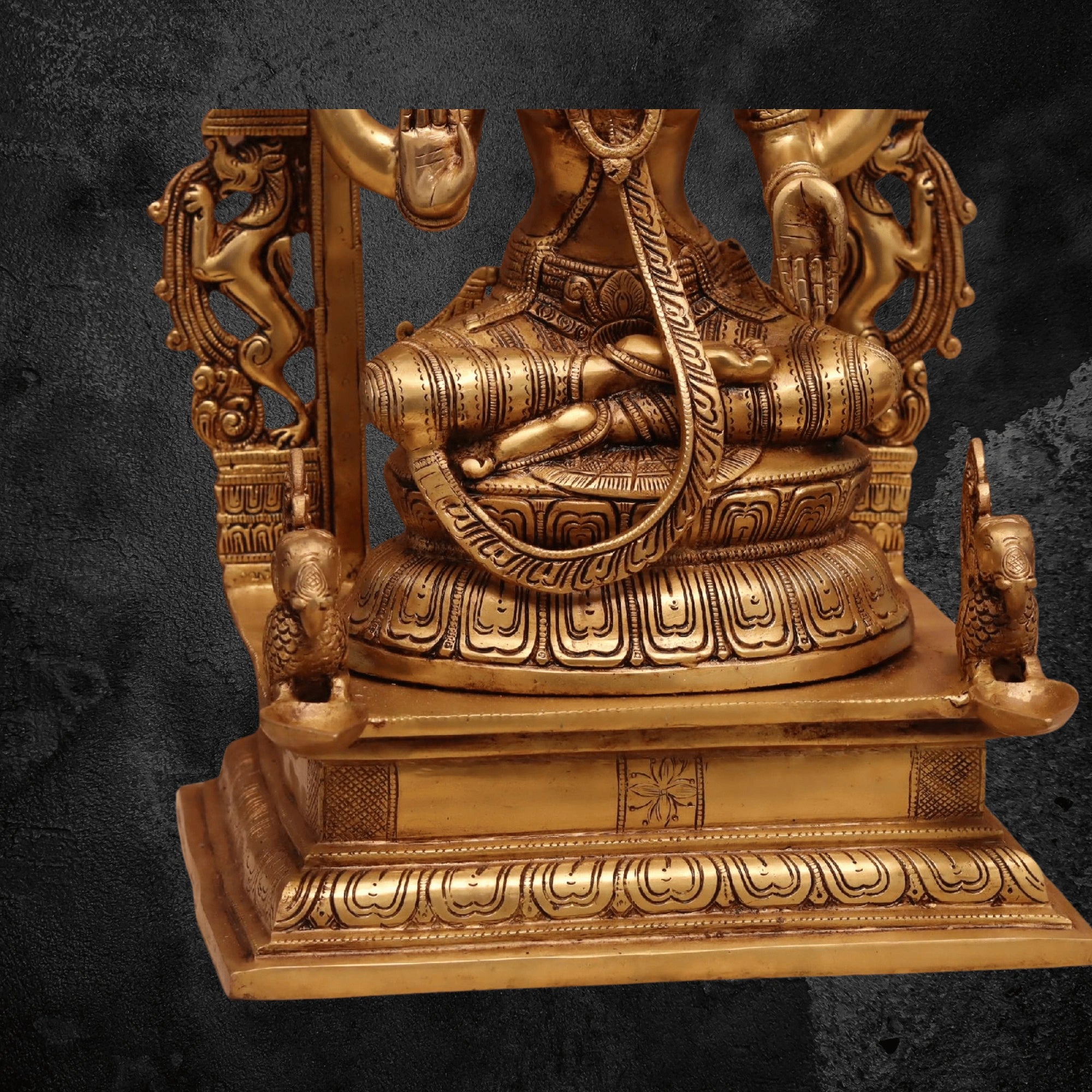 24" Large Brass Lakshmi Mata Murti Sitting on a Majestic Throne