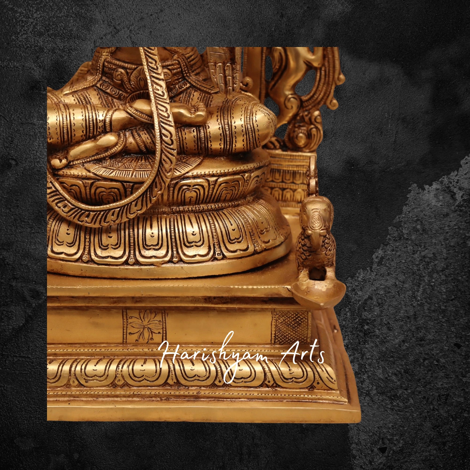 24" Large Brass Lakshmi Mata Murti Sitting on a Majestic Throne