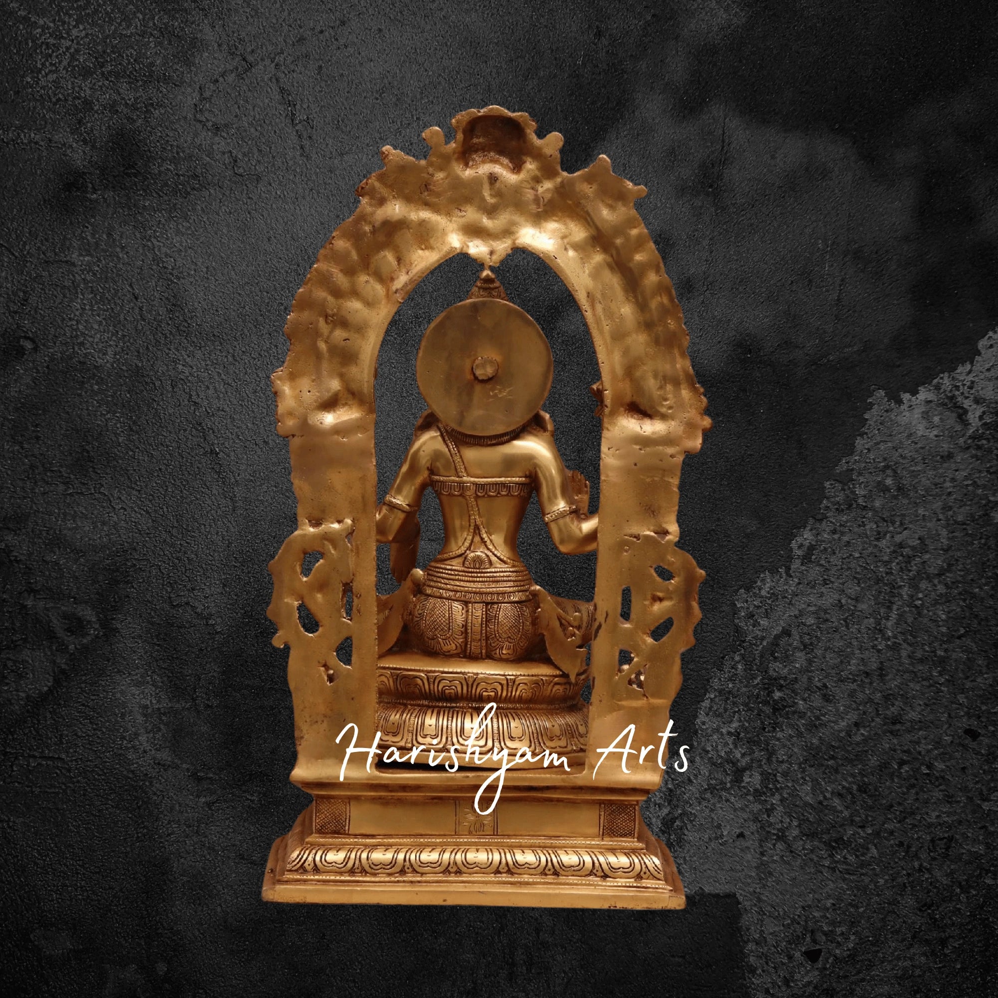 24" Large Brass Lakshmi Mata Murti Sitting on a Majestic Throne