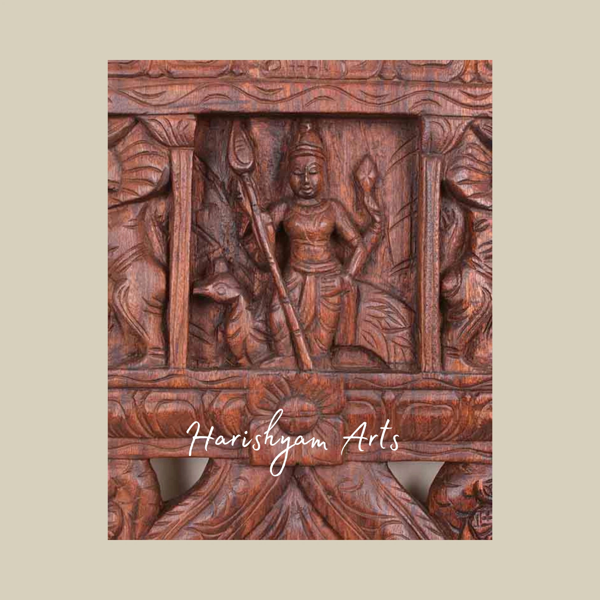 24" Lord Murugan Velayutham Kavadi Holding Vel and Standing with Peacock