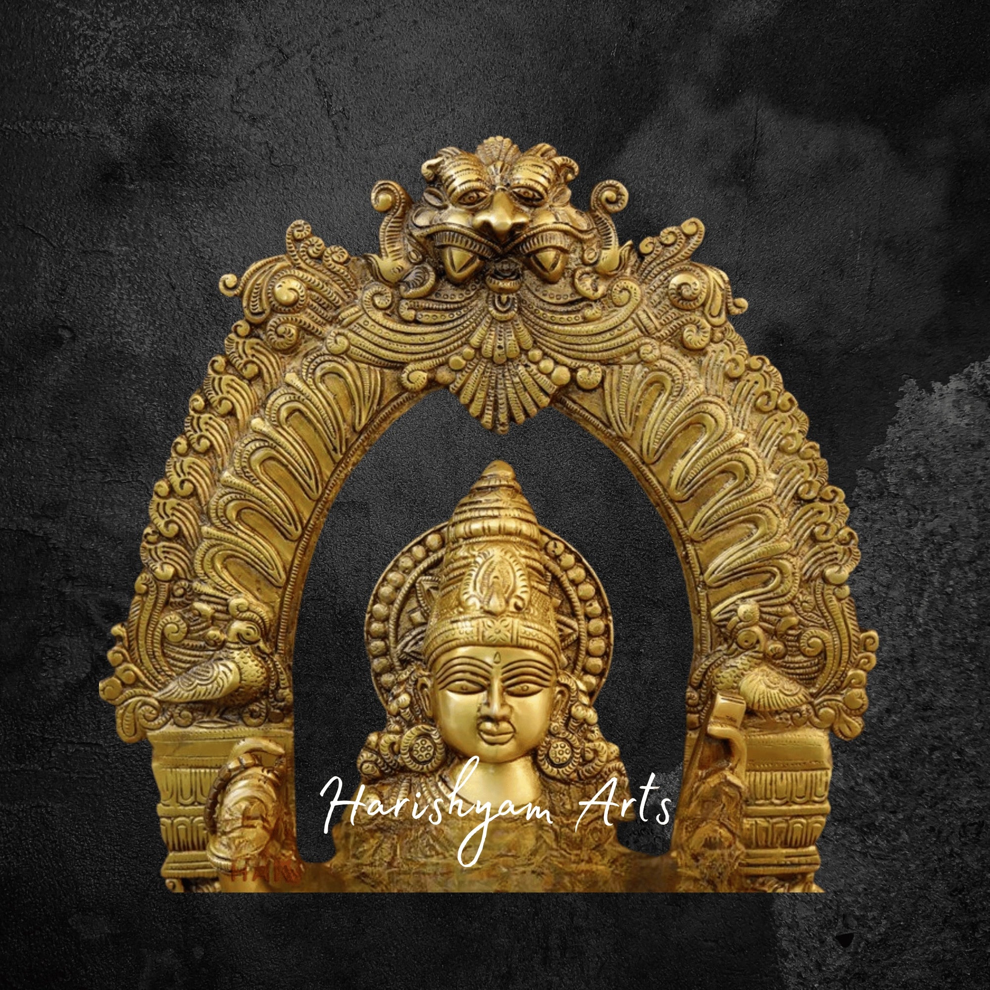 24" Majestic Brass Saraswati Murti in Yaksha Style with Golden Finish Symbol of Wisdom