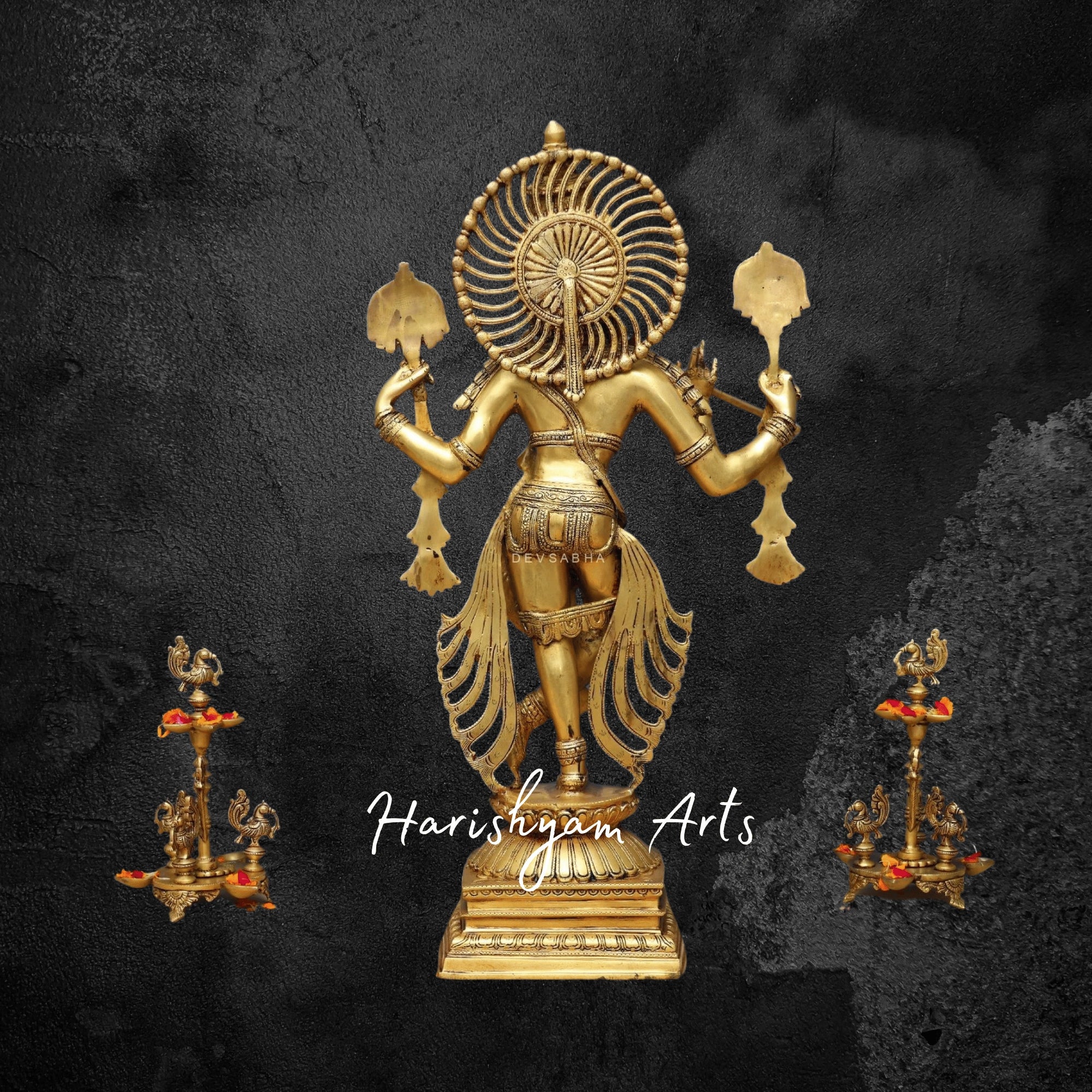24" Premium Pure Brass Krishna Idol with Intricate Detailing