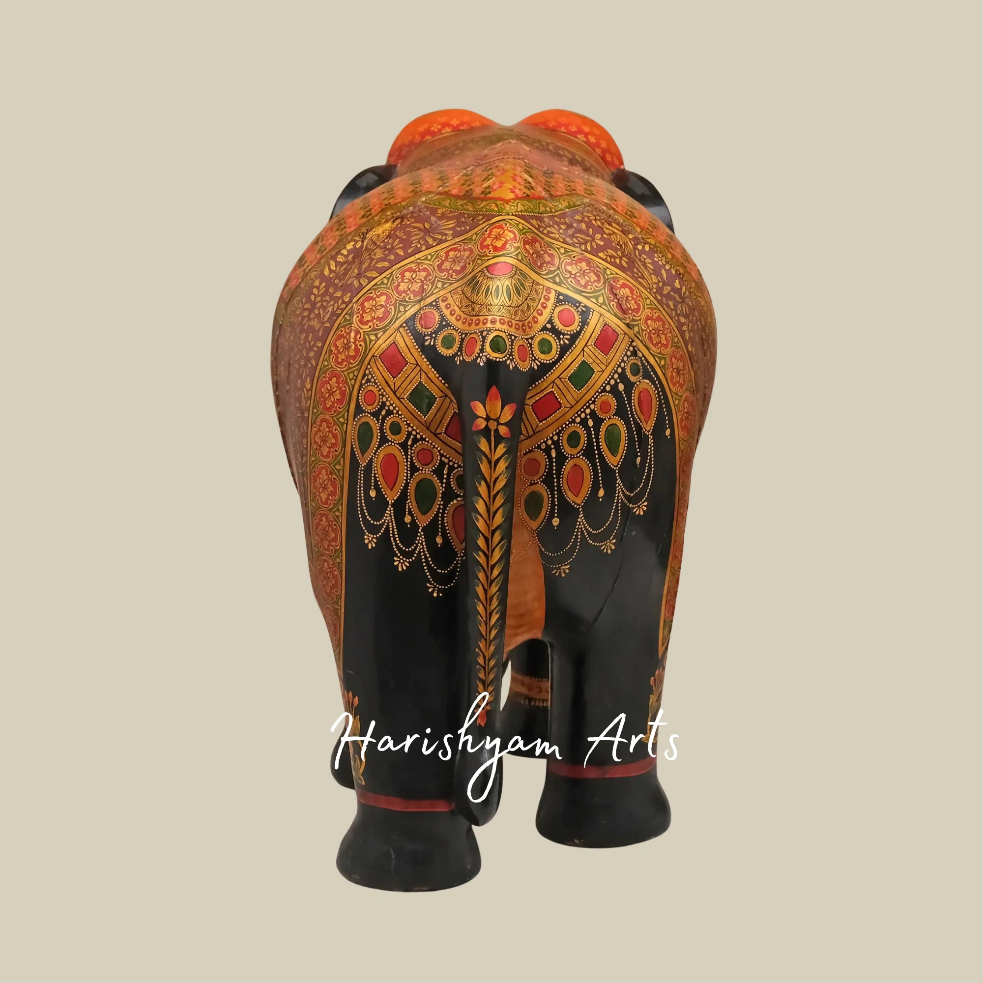 24" Regal Wooden Elephant Art Collection – Handcrafted Figurines for Elegant Home Decor