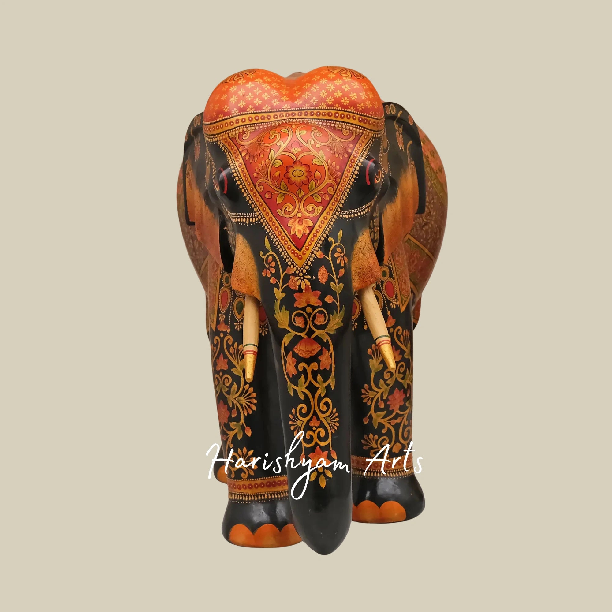 24" Regal Wooden Elephant Art Collection – Handcrafted Figurines for Elegant Home Decor