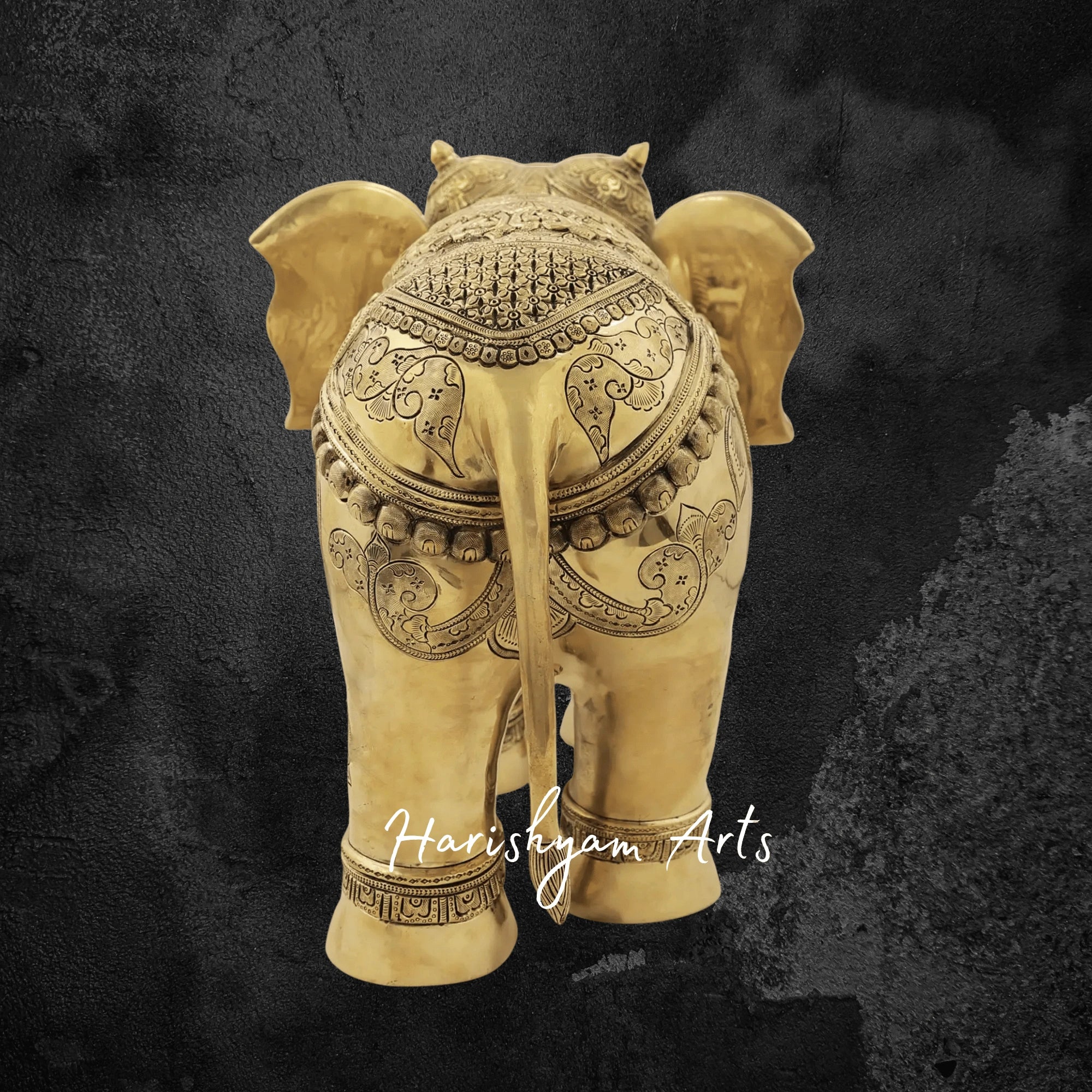 24" Superfine Handcrafted Brass Elephant Statue with Elegant Engravings