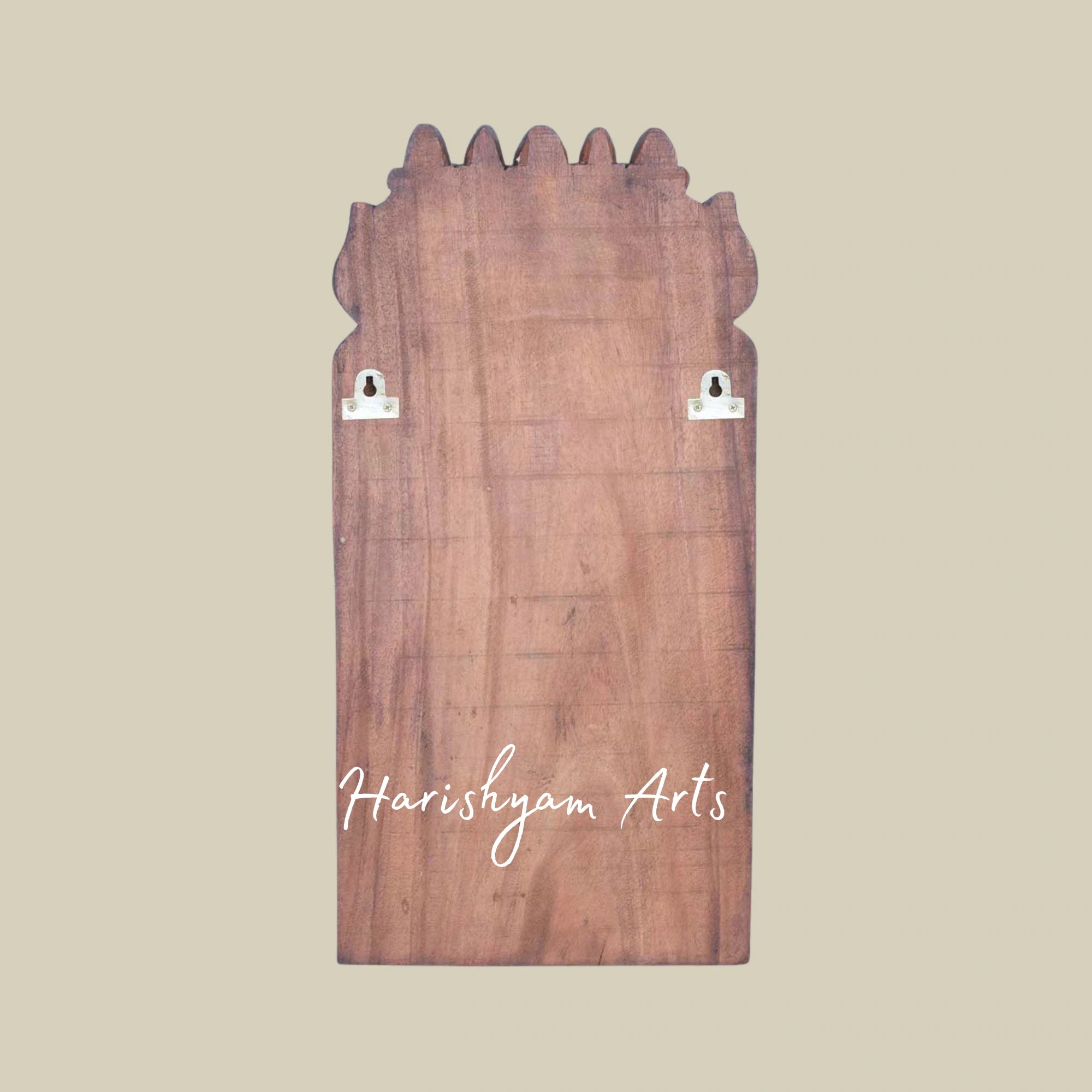 24" Temple Style Wooden Lord Ganesh Wall Kavadi with Natural Finish