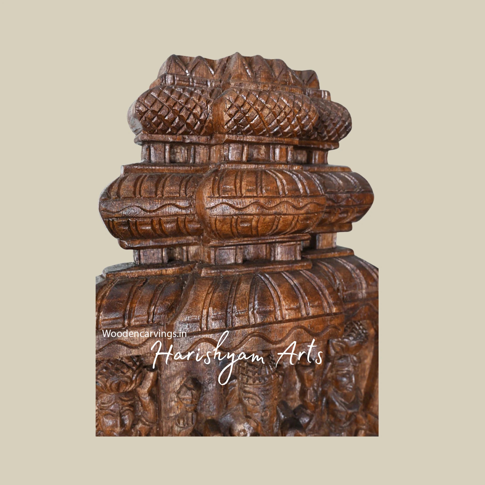 24" Traditional Wooden Cow Krishna Kavadi Panel Handcrafted for Pooja Room