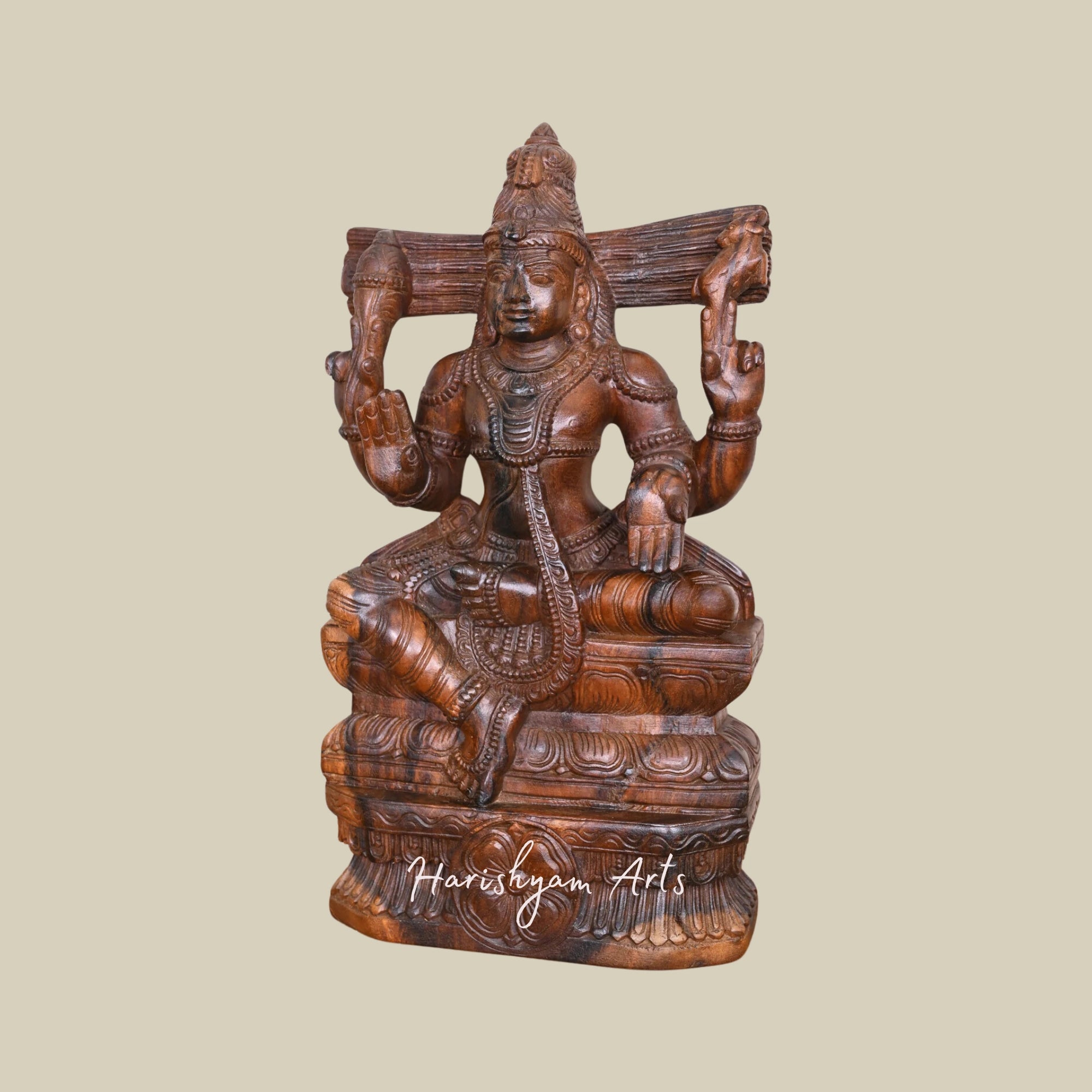 24" Blessing Lord Mahadev Wooden Shiva Statue Handmade2