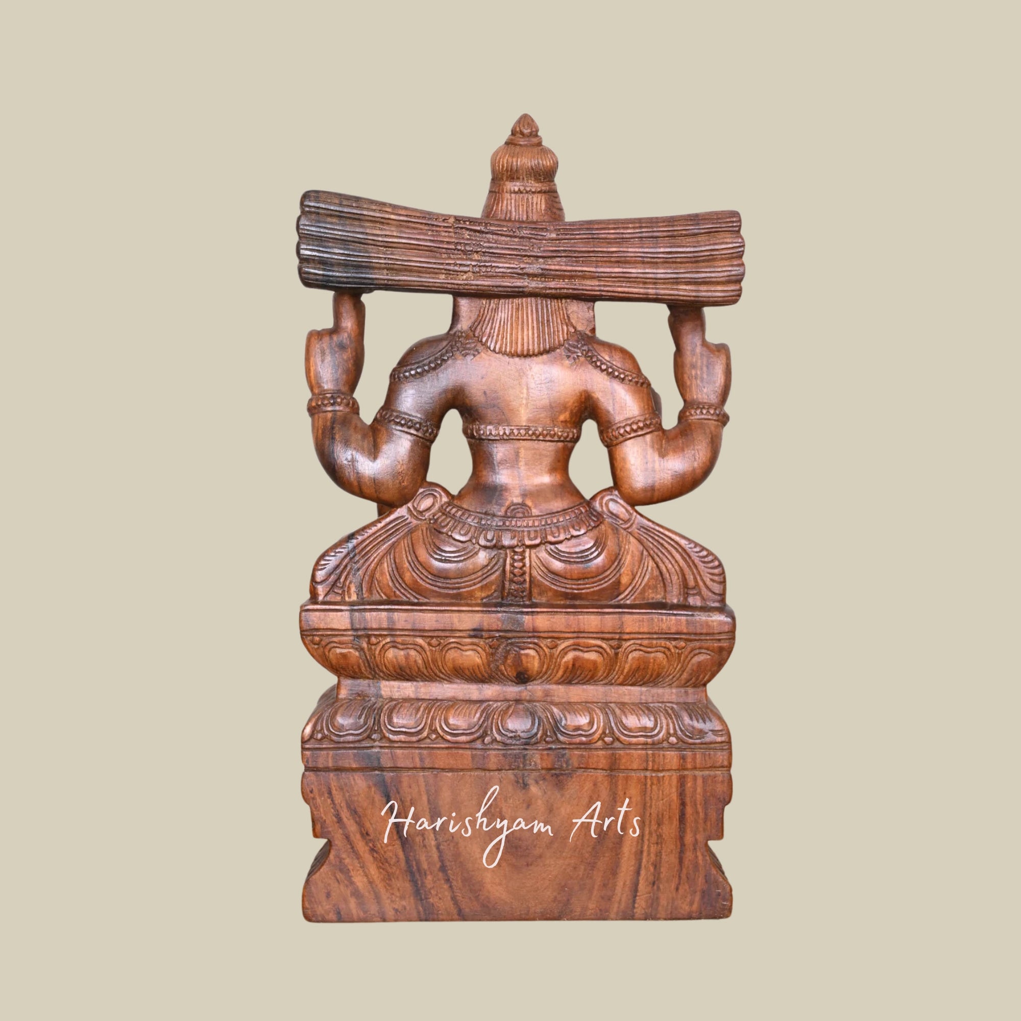 24" Blessing Lord Mahadev Wooden Shiva Statue Handmade4