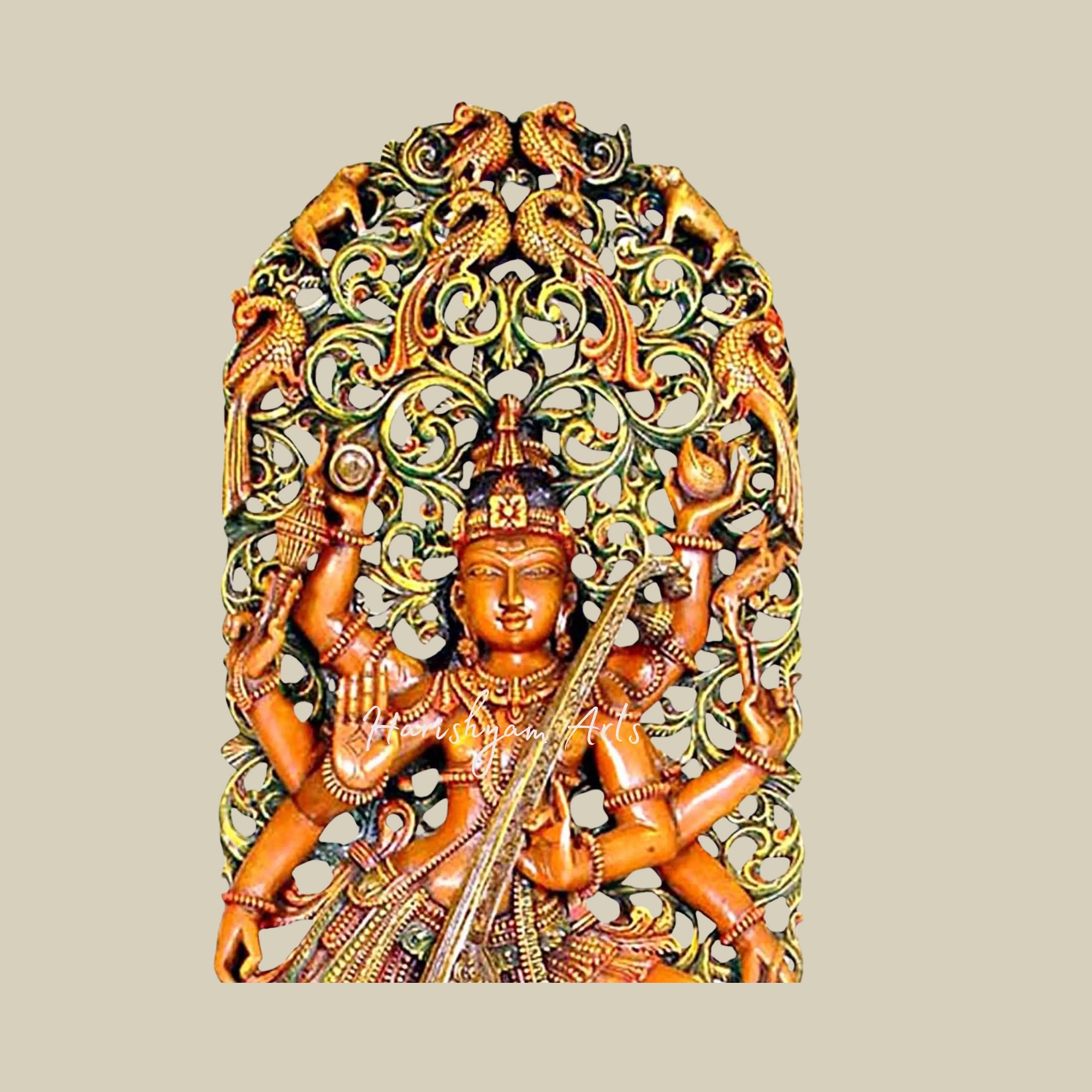 24" Dancing Shiva Murti in Wood Mahadev Idol for Temple Decor1