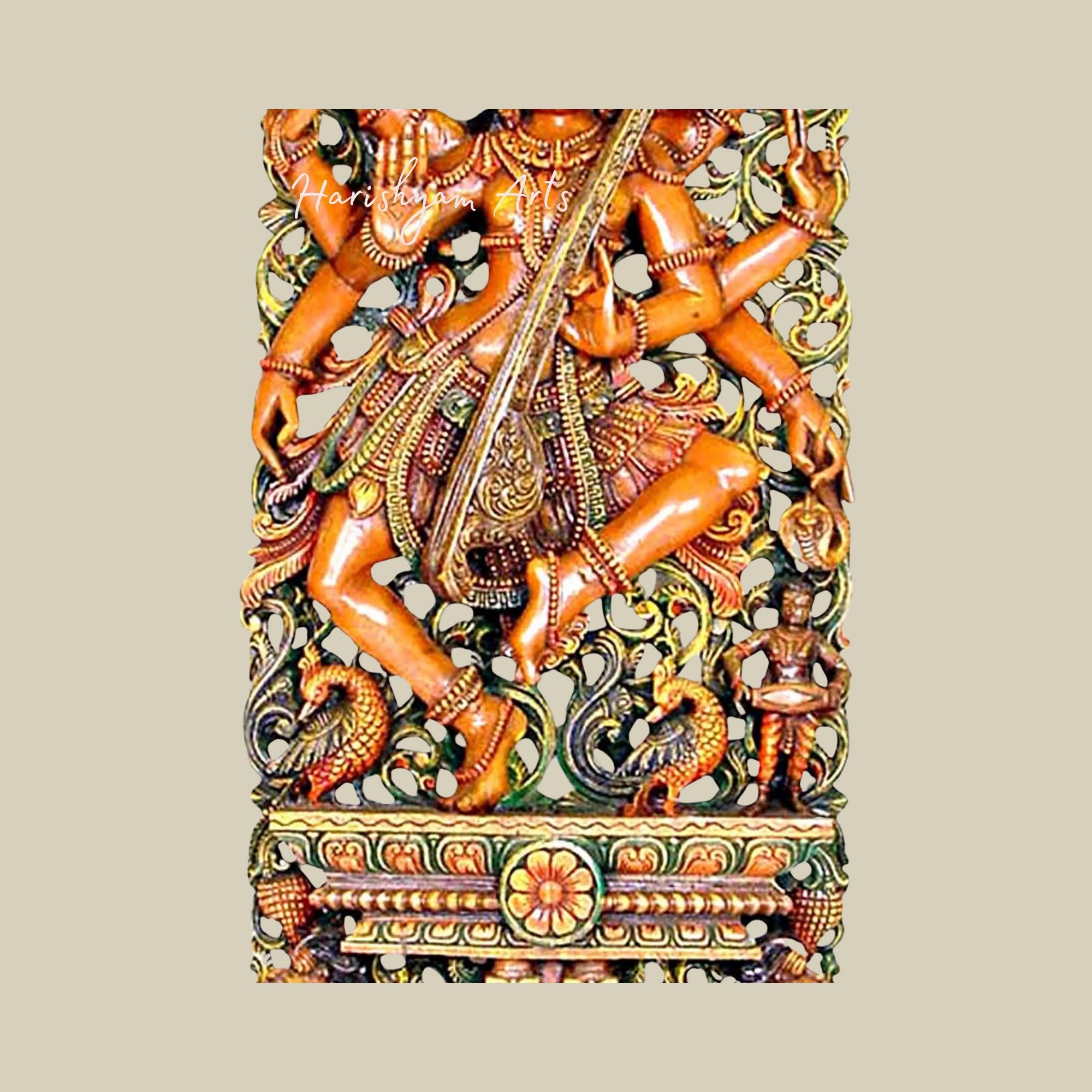 24" Dancing Shiva Murti in Wood Mahadev Idol for Temple Decor2