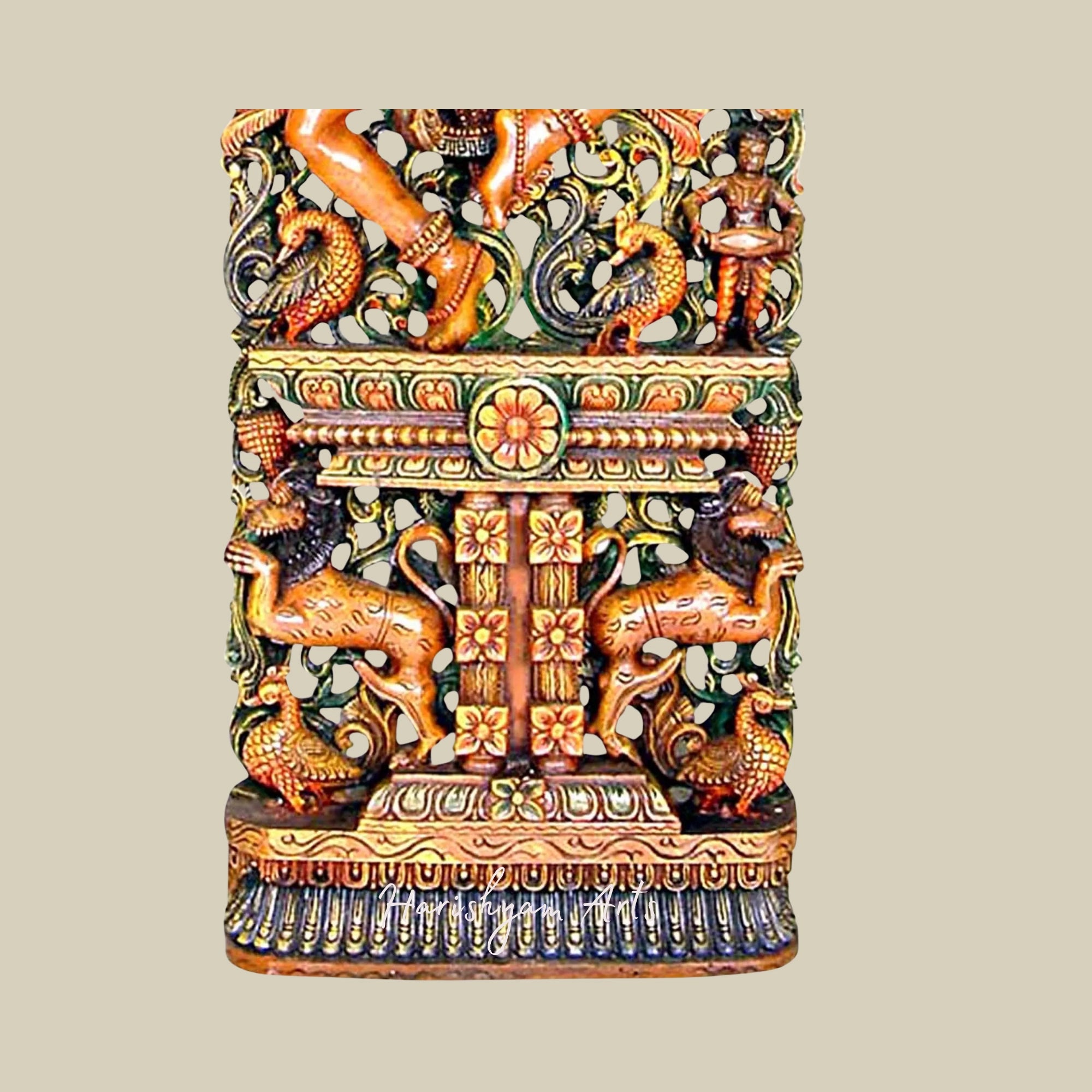 24" Dancing Shiva Murti in Wood Mahadev Idol for Temple Decor3