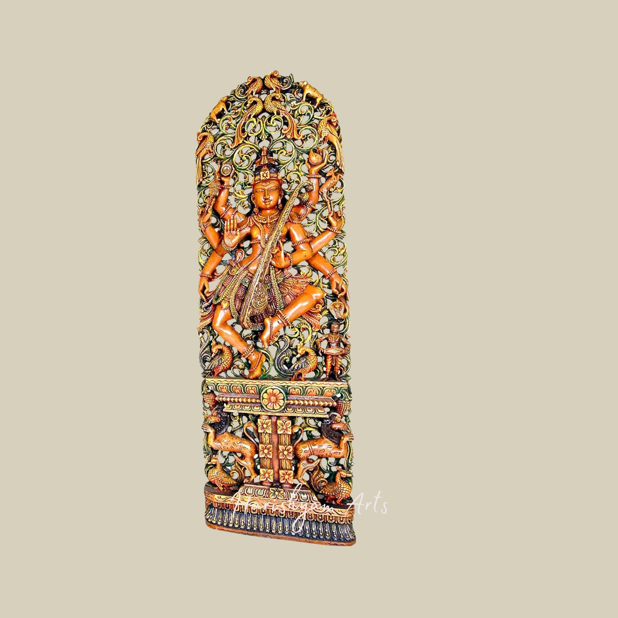 24" Dancing Shiva Murti in Wood Mahadev Idol for Temple Decor4
