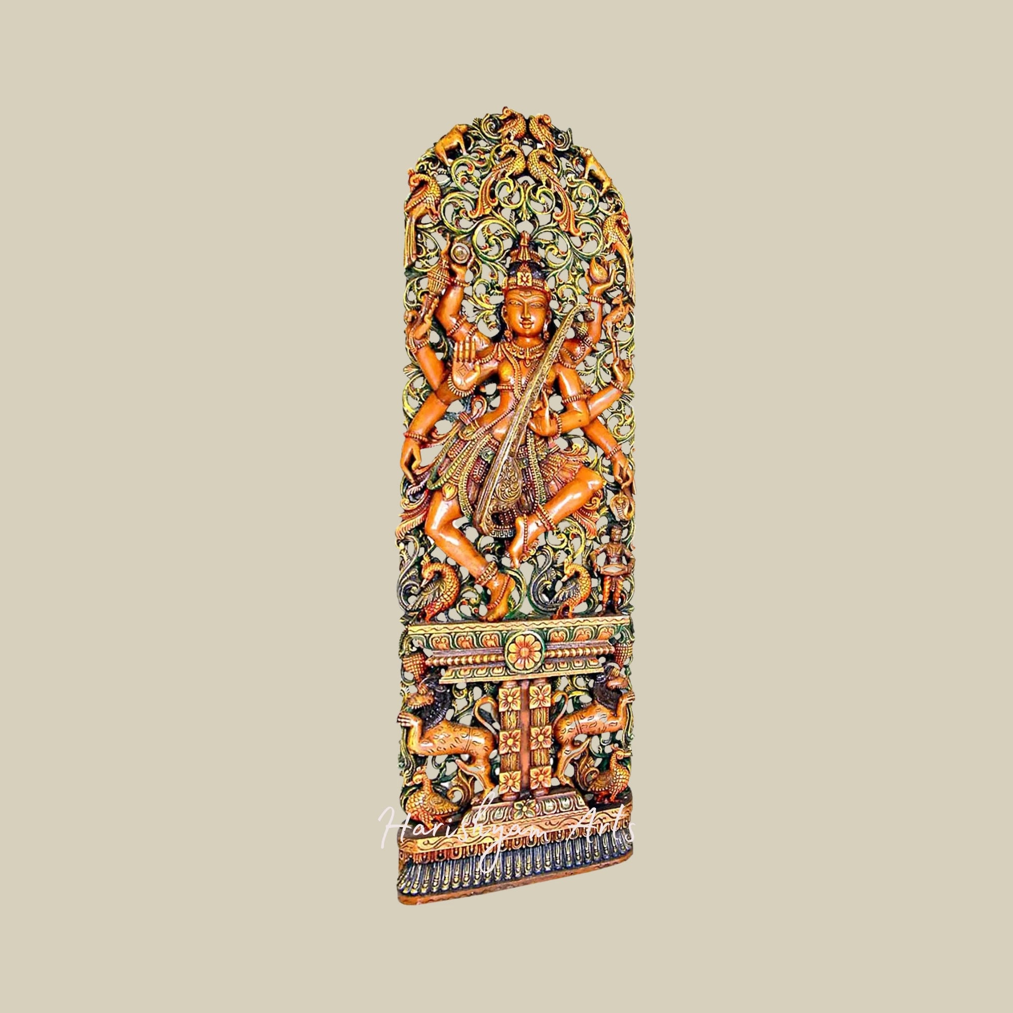 24" Dancing Shiva Murti in Wood Mahadev Idol for Temple Decor5