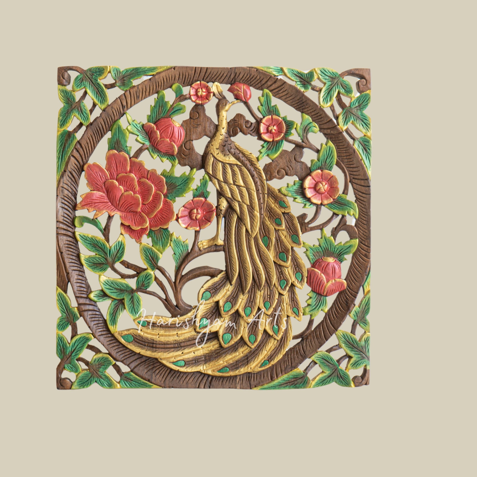 24" Hand Carving Bird Wooden Wall Hanging Decor