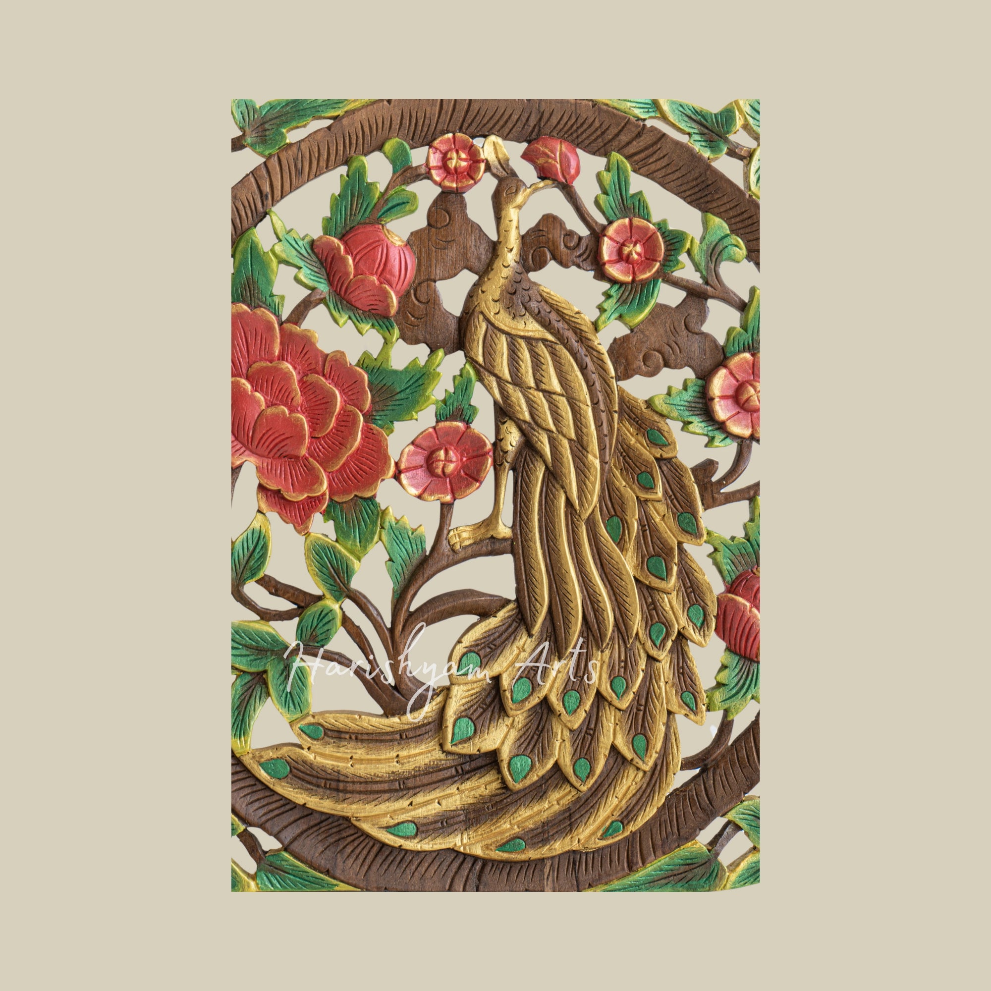 24" H2and Carving Bird Wooden Wall Hanging Decor