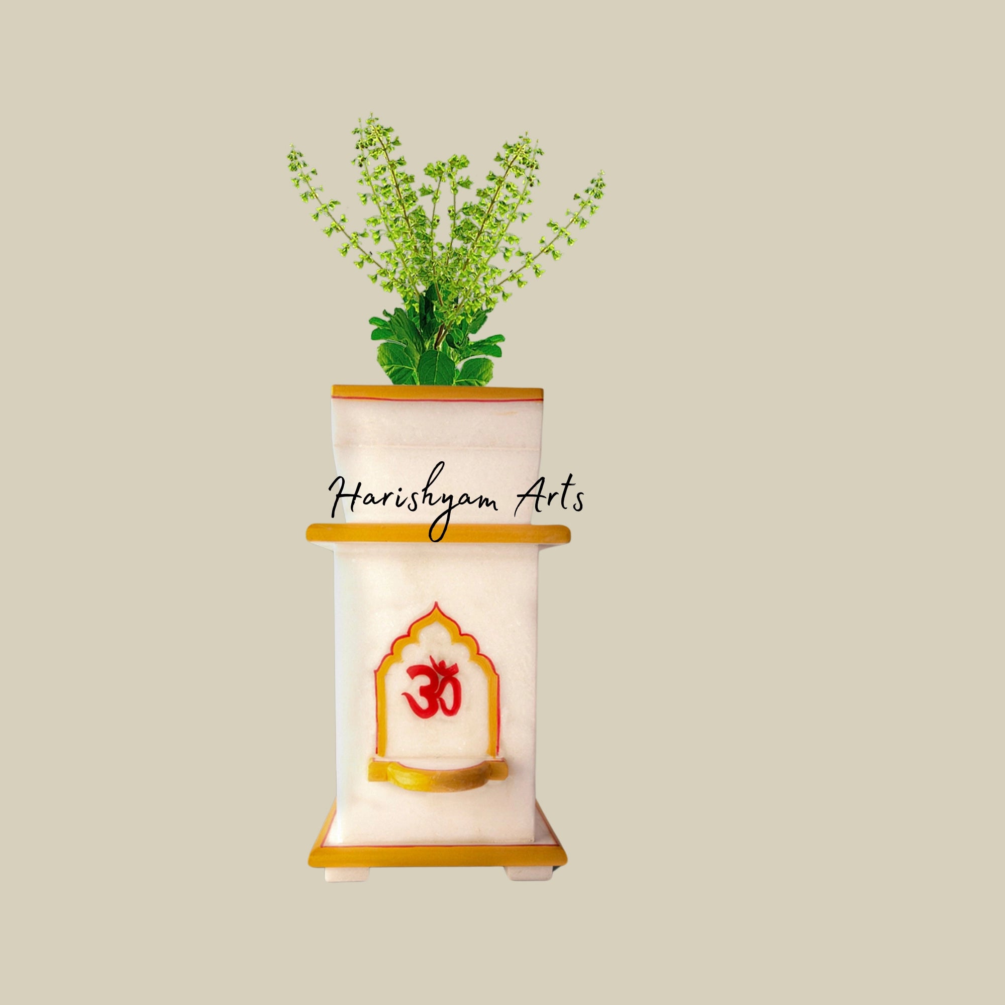 24" Handcrafted Marble Tulsi Pot1