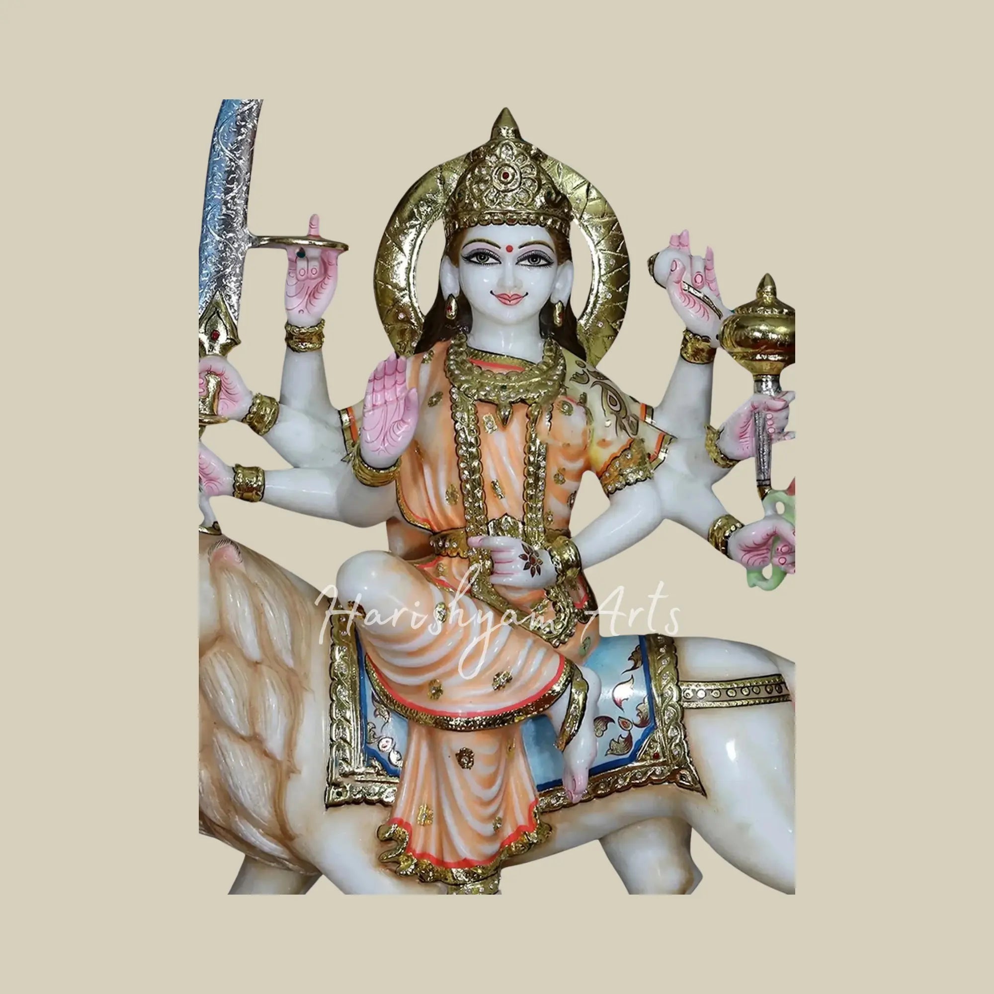 24" Durga Maa Marble Statue
