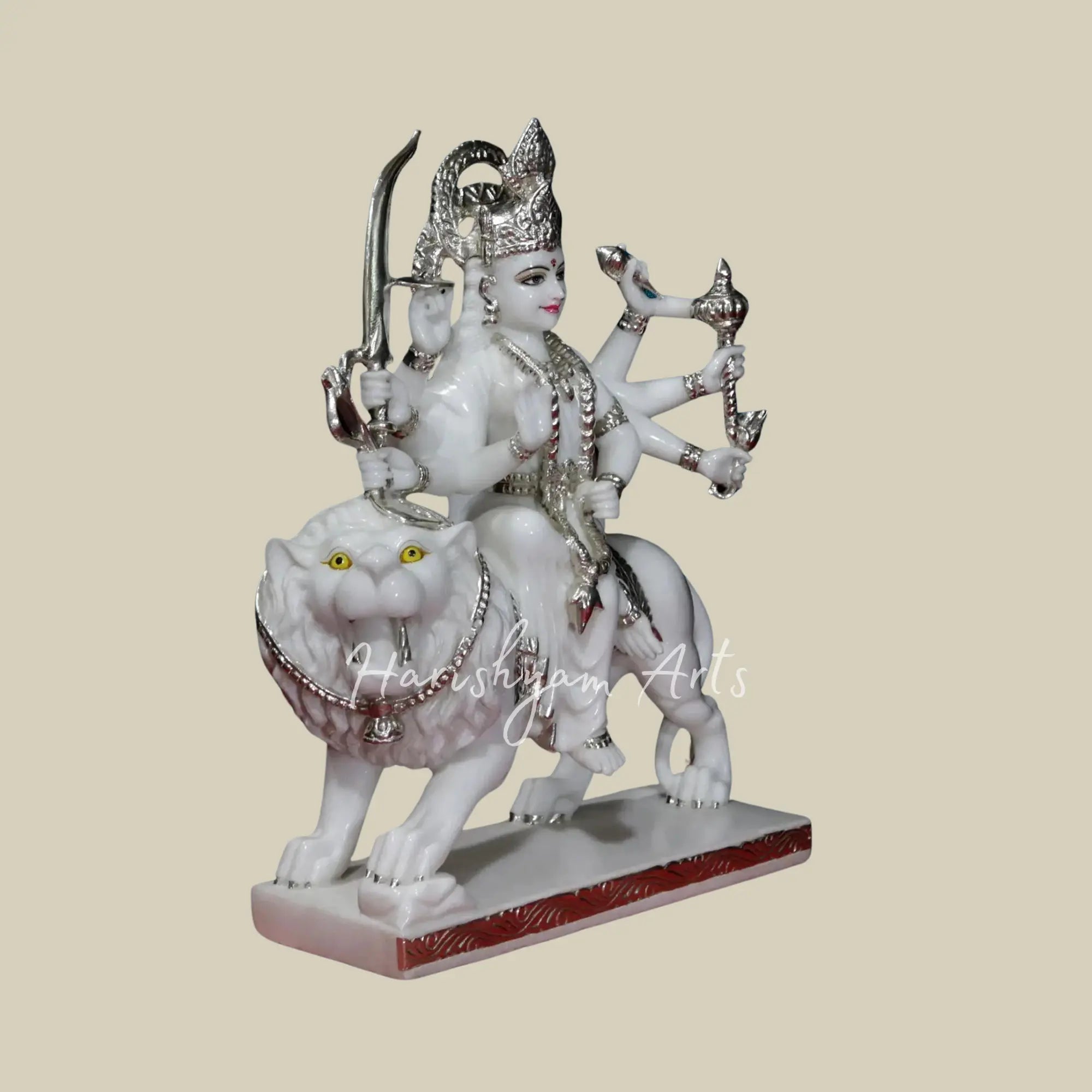 24" Goddess Durga Statue with Silver Work