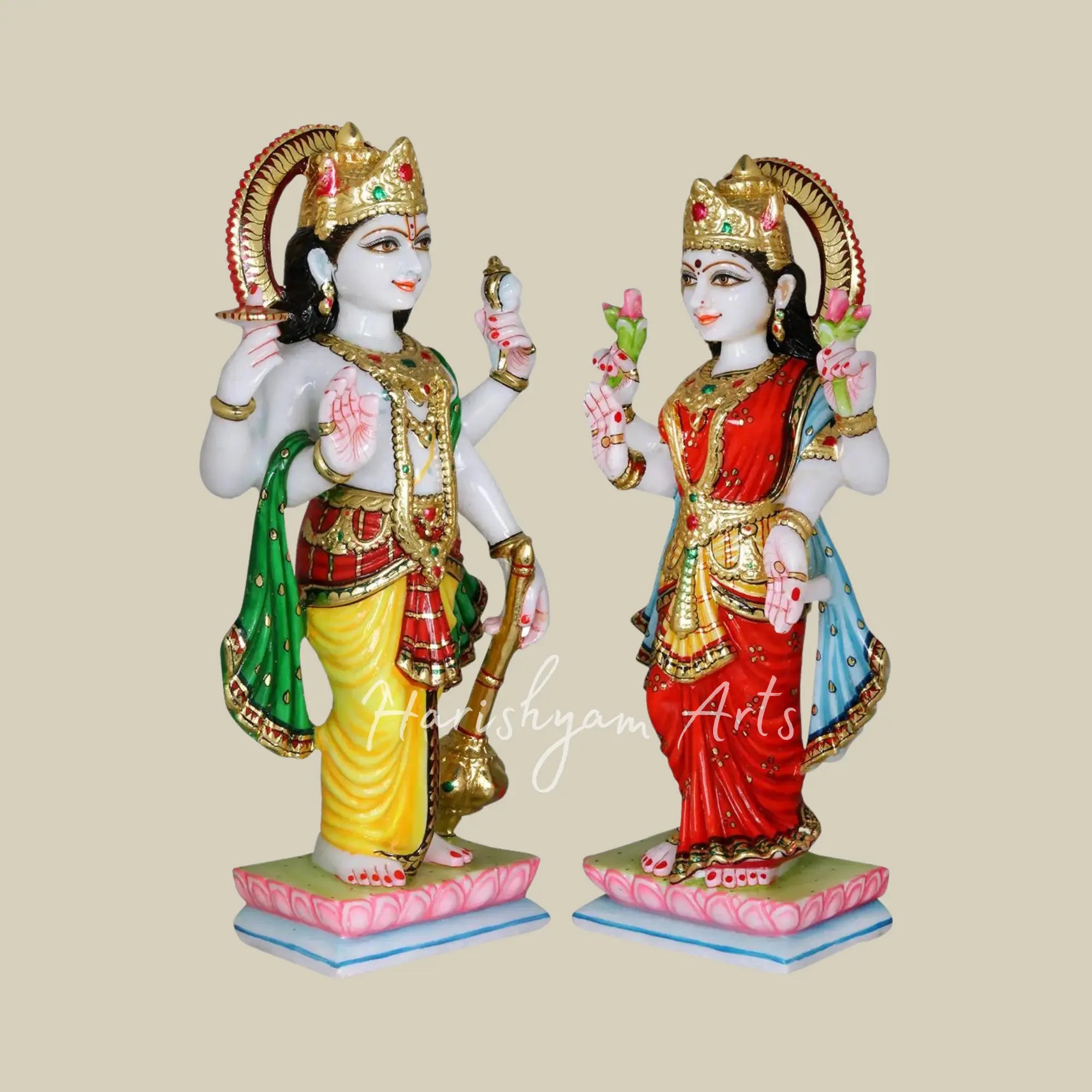 24 inches Narayan Laxmi Marble Statue
