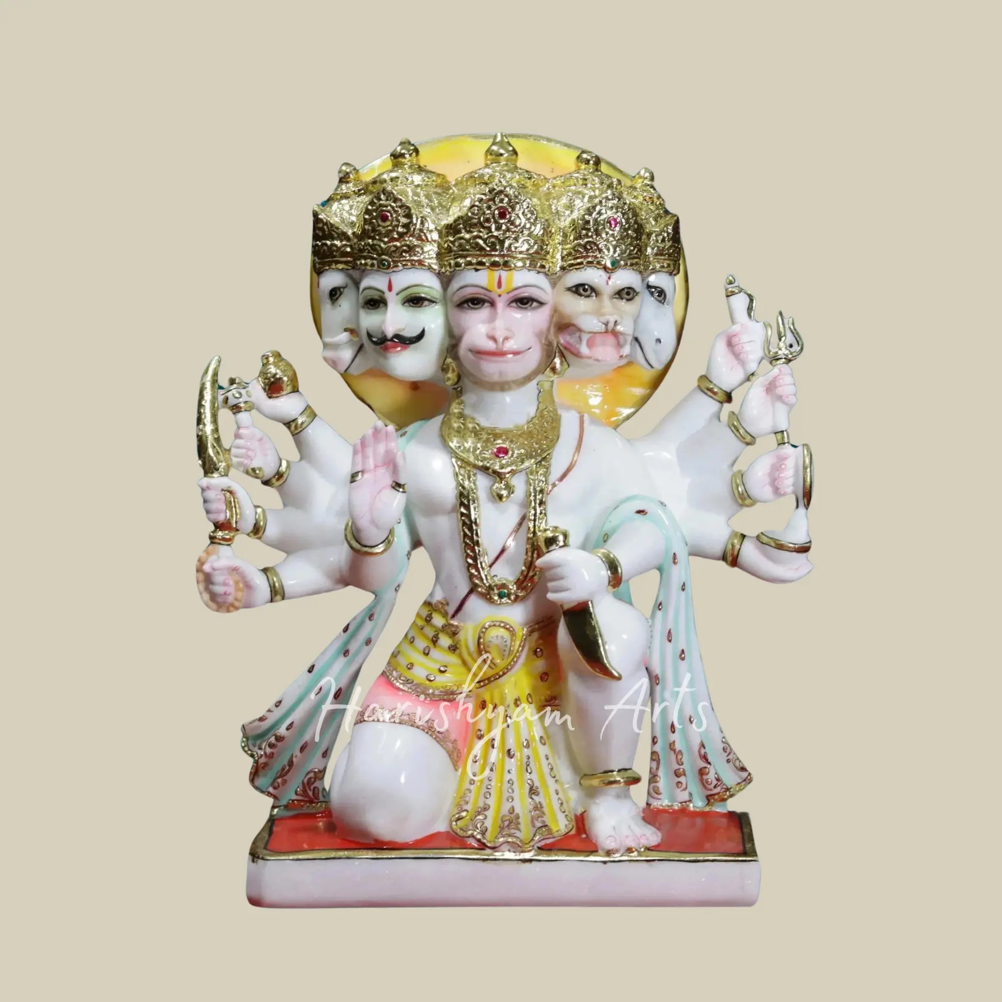 24 inches marble panchmukhi hanuman Statue2