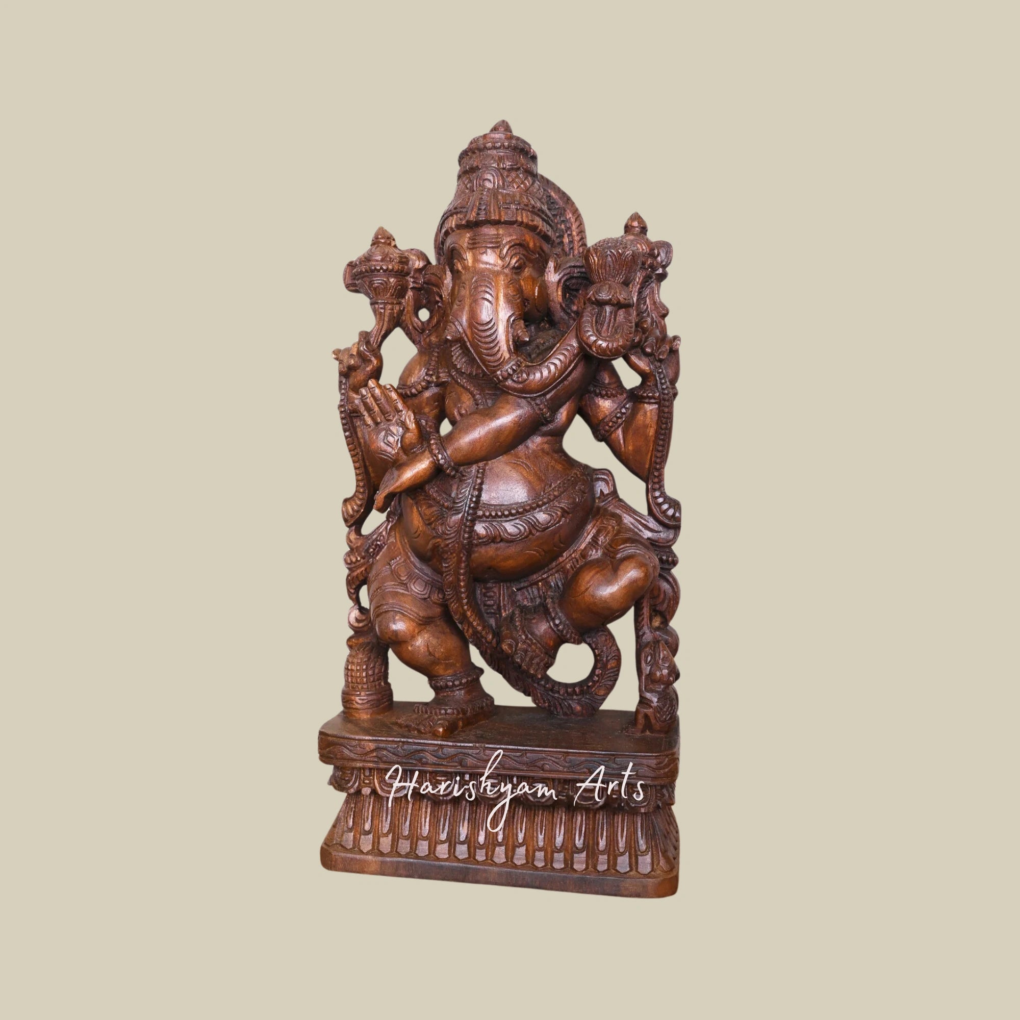25" Antique-Style Carved Ganesha Idol in Wood2