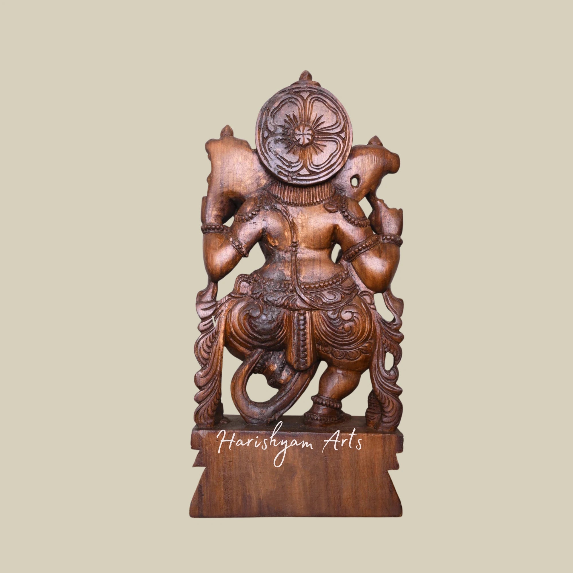 25" Antique-Style Carved Ganesha Idol in Wood5