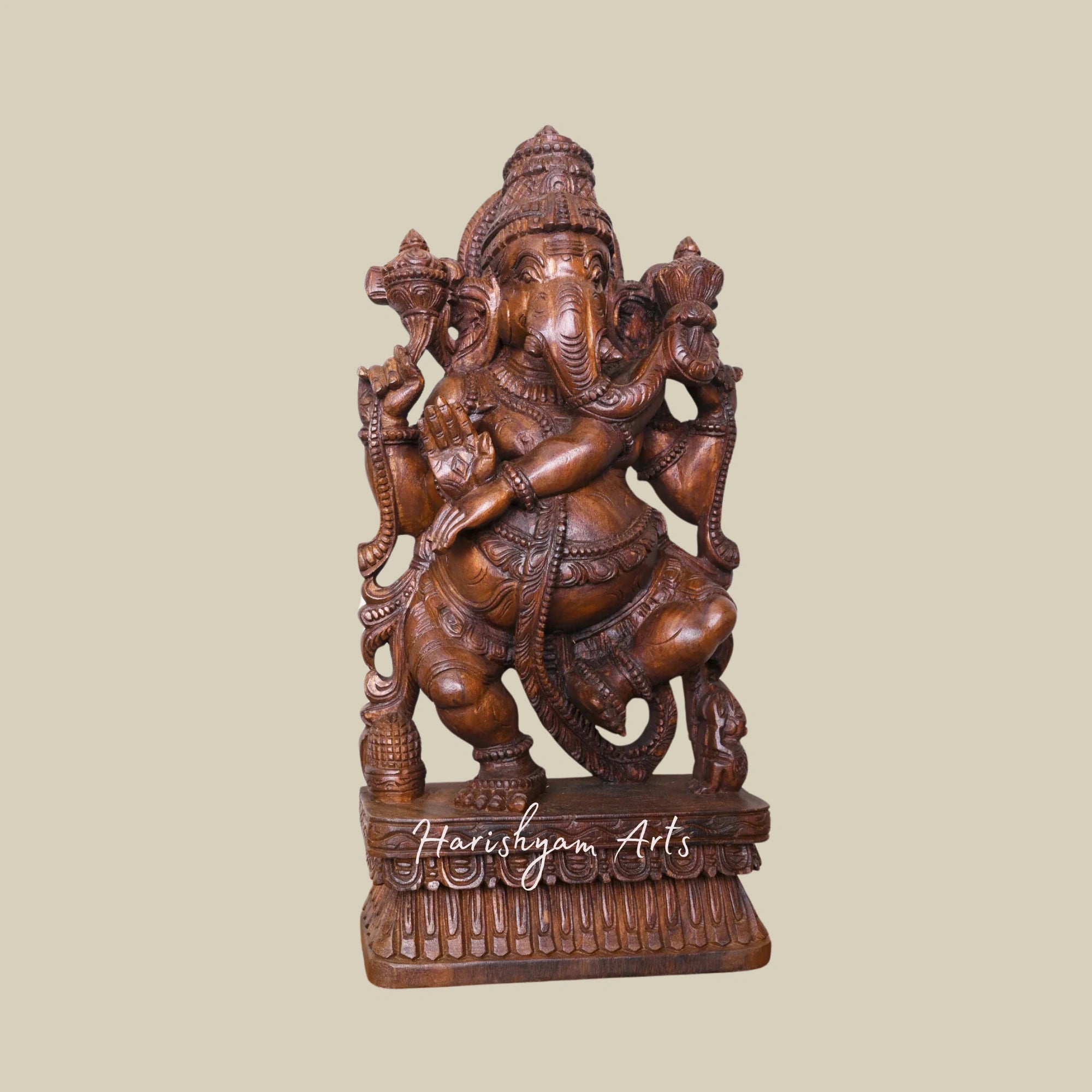 25" Antique-Style Carved Ganesha Idol in Wood6