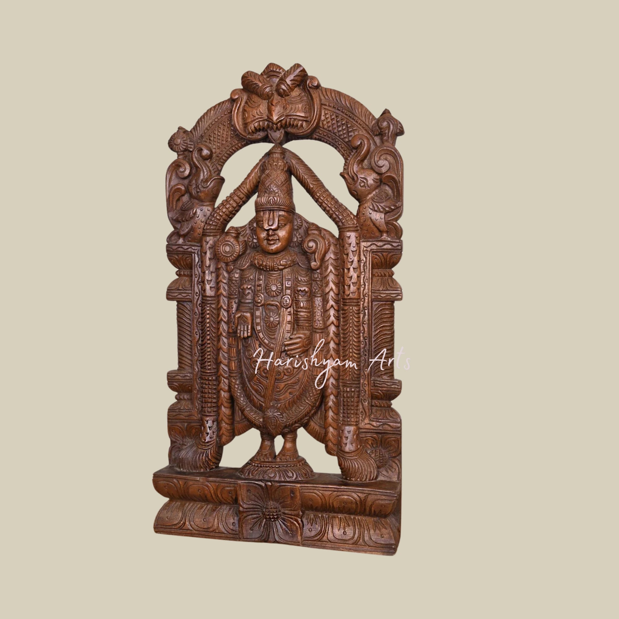 25" Carved Tirupati Balaji Wooden Idol2