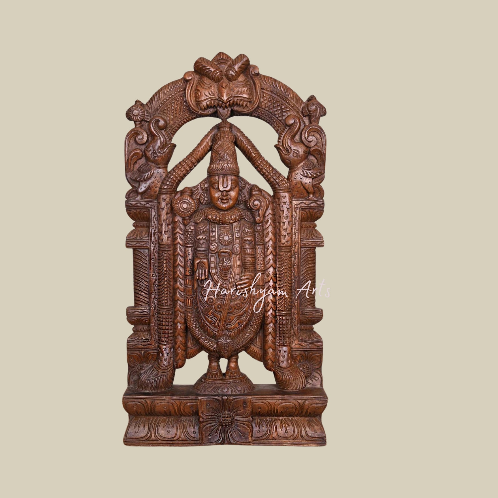 25" Carved Tirupati Balaji Wooden Idol2