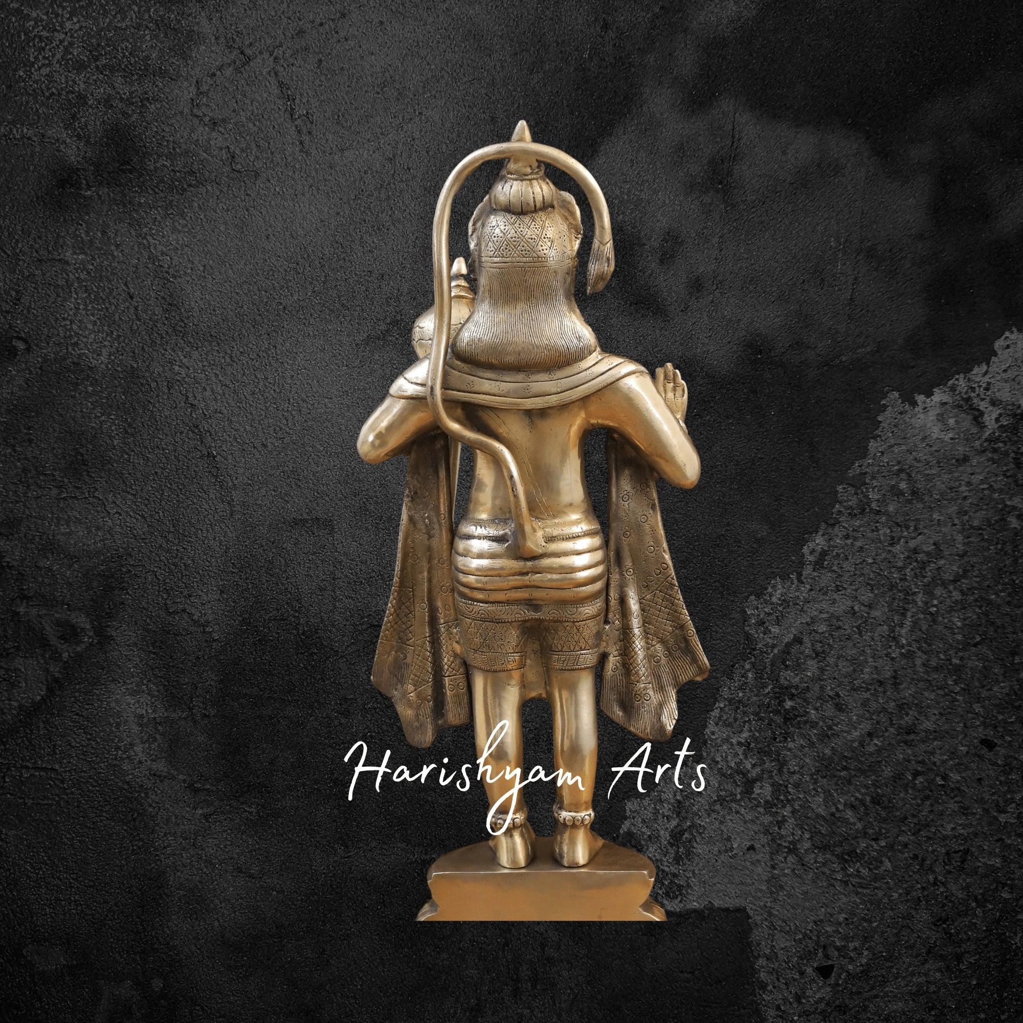 26" Brass Standing Hanuman Idol with Fine Golden Finish for Pooja Room and Mandir