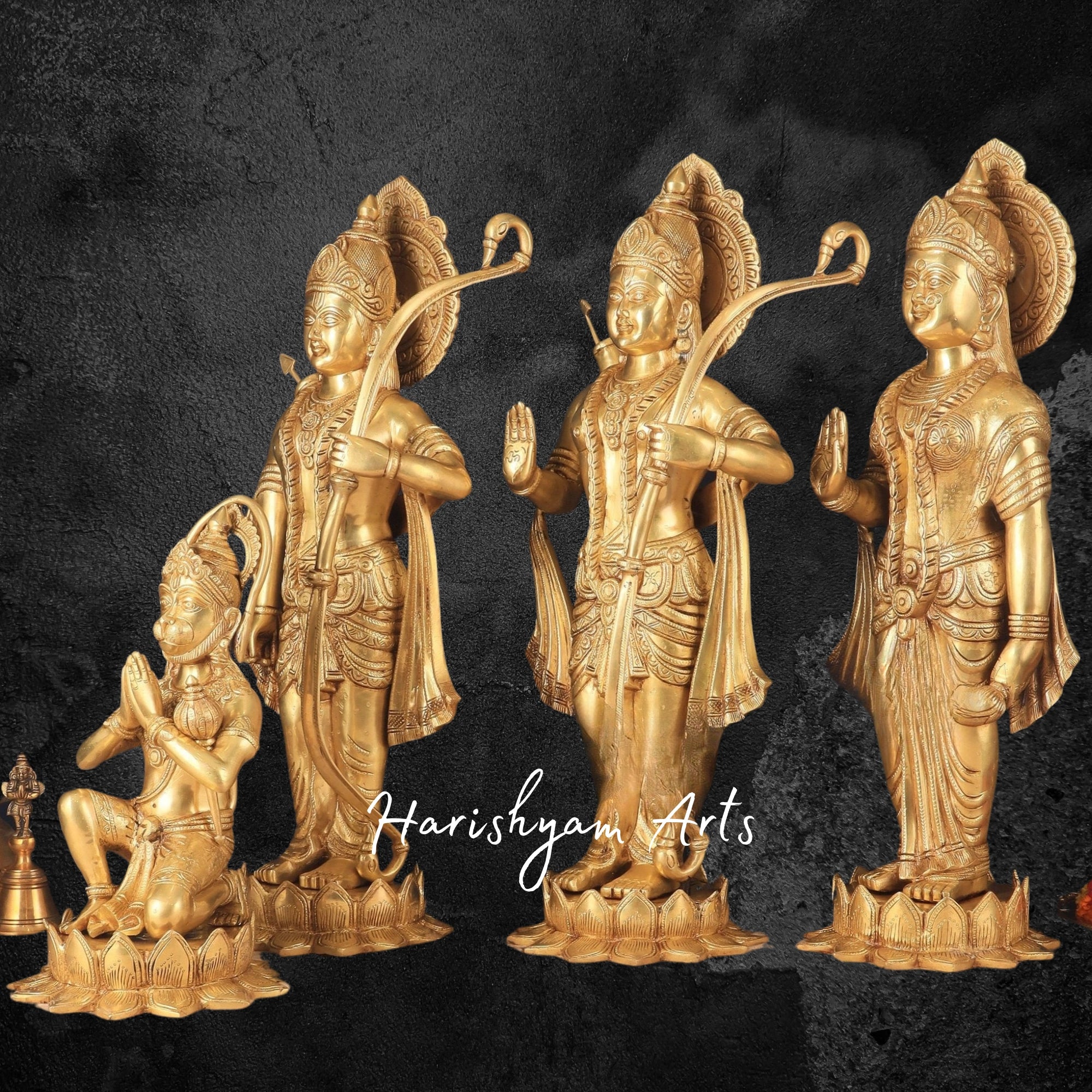 27" Brass Ram Laxman Sita Hanuman Idol Sacred Ensemble