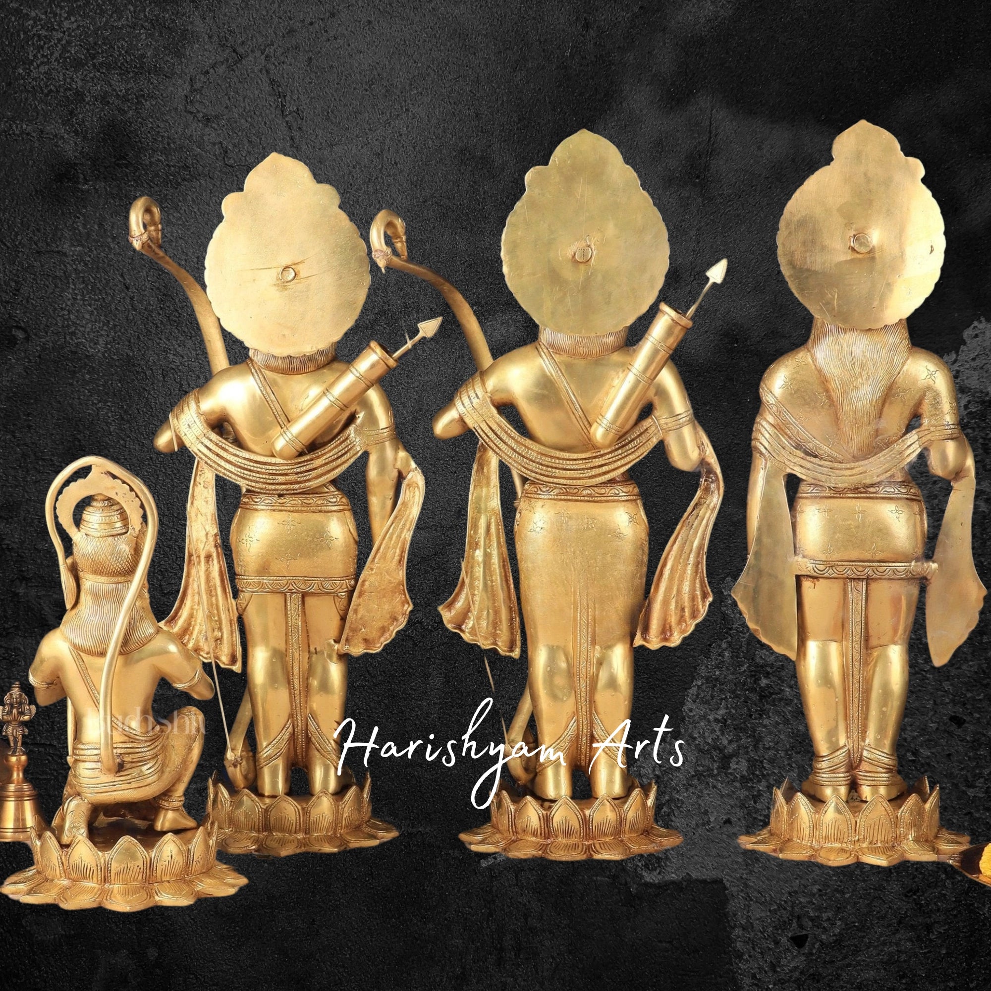 27" Brass Ram Laxman Sita Hanuman Idol Sacred Ensemble