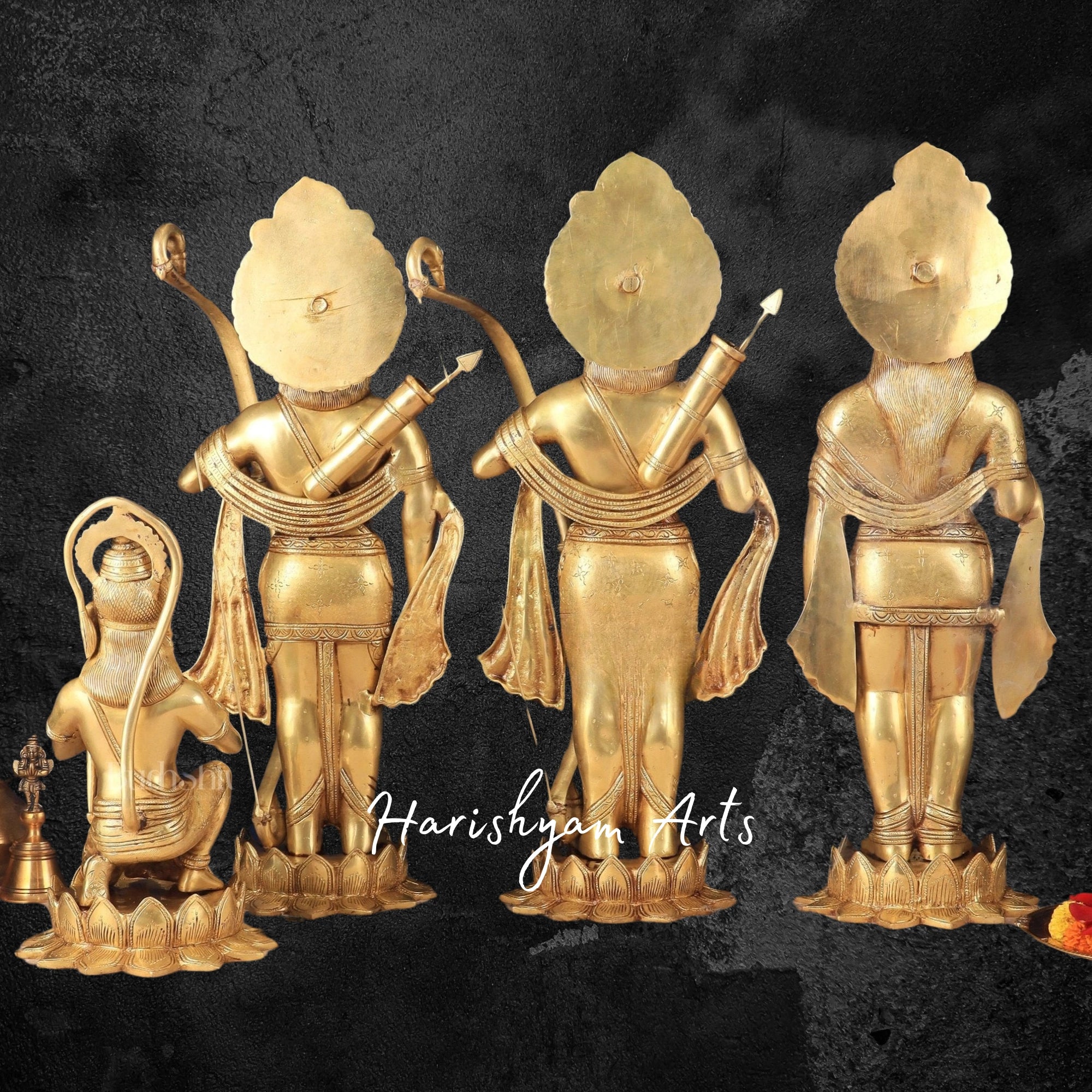 27" Brass Ram Laxman Sita Hanuman Idol Sacred Ensemble