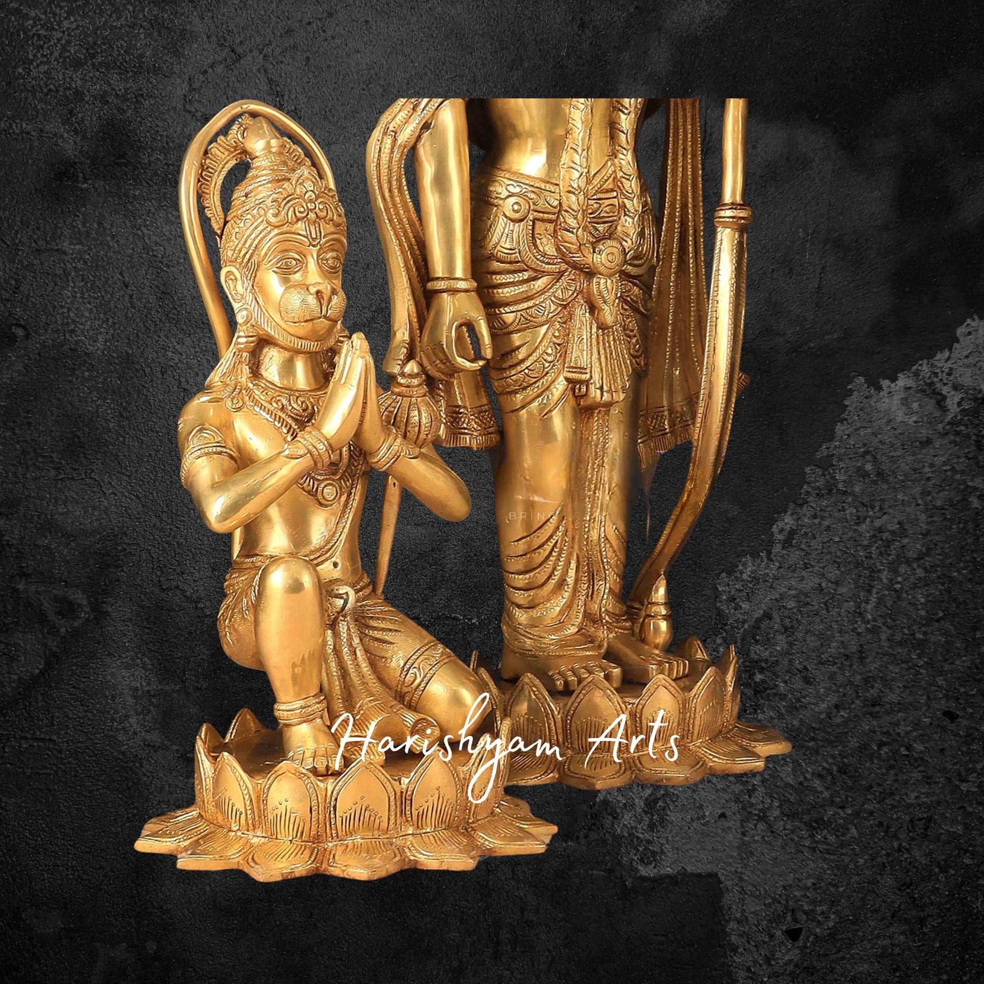 27" Brass Ram Laxman Sita Hanuman Idol Sacred Ensemble